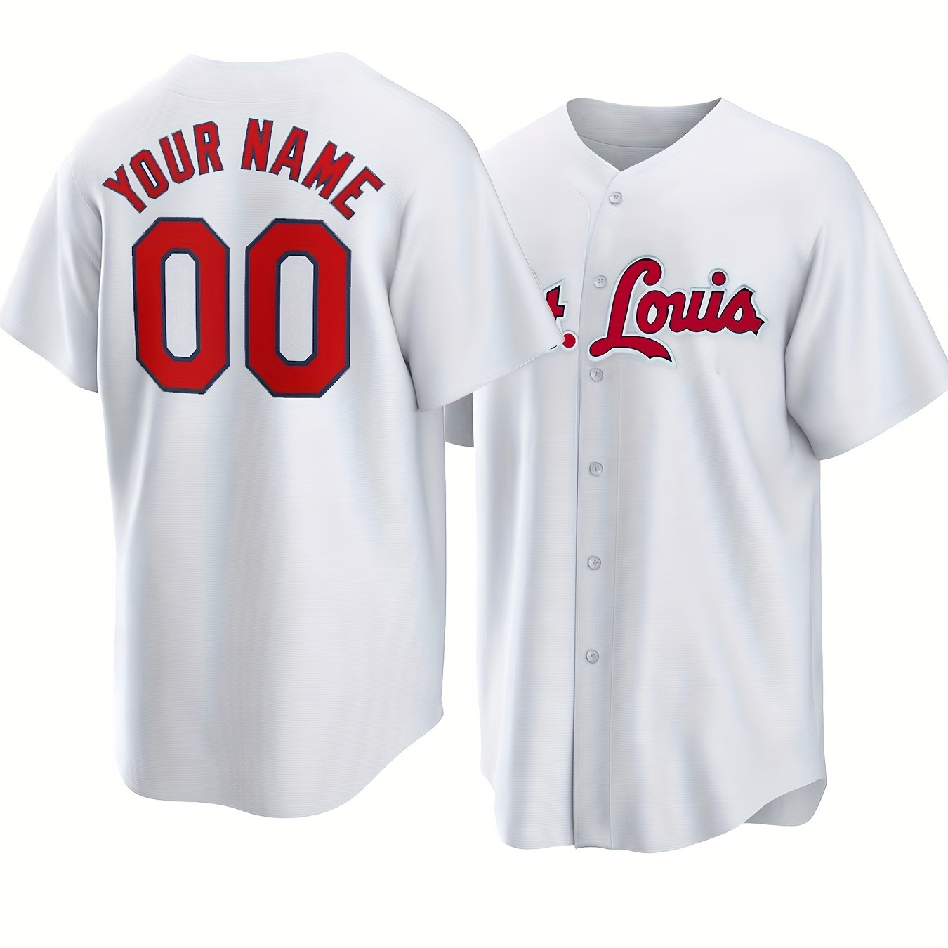 

Customized Name And Number Embroidery, Men's Breathable V-neck Baseball Jersey, Daily Outdoor Leisure Sports Shirt