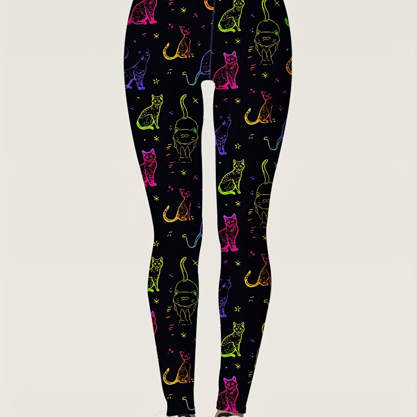 

Women's Stretchy Leggings With Bold Animal & Gradient Print - Comfortable, For Spring/summer/fall