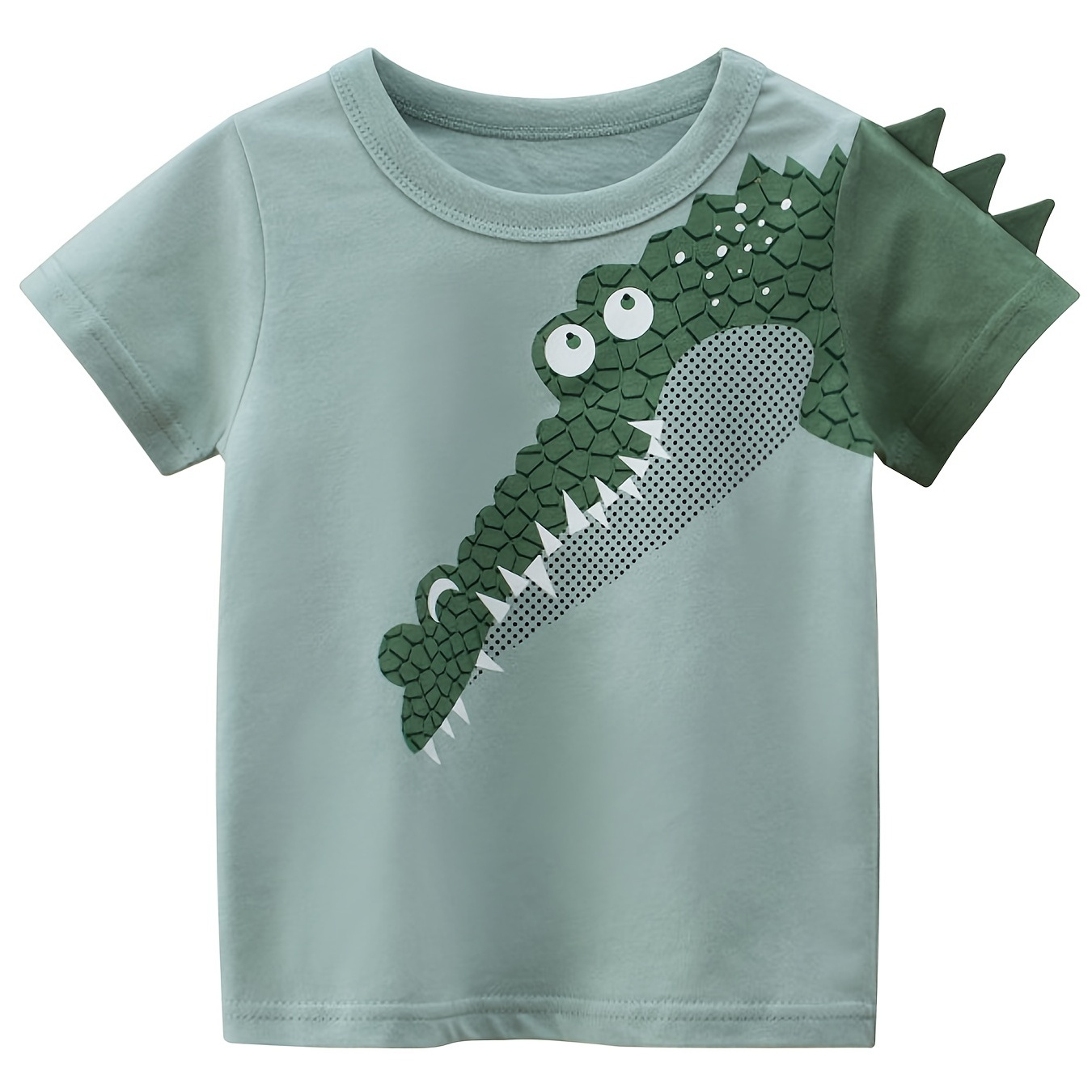 

Boys Cartoon Crocodile T-shirt Tee Top Short Sleeves Crew Neck Summer Casual Kids Cotton Clothes