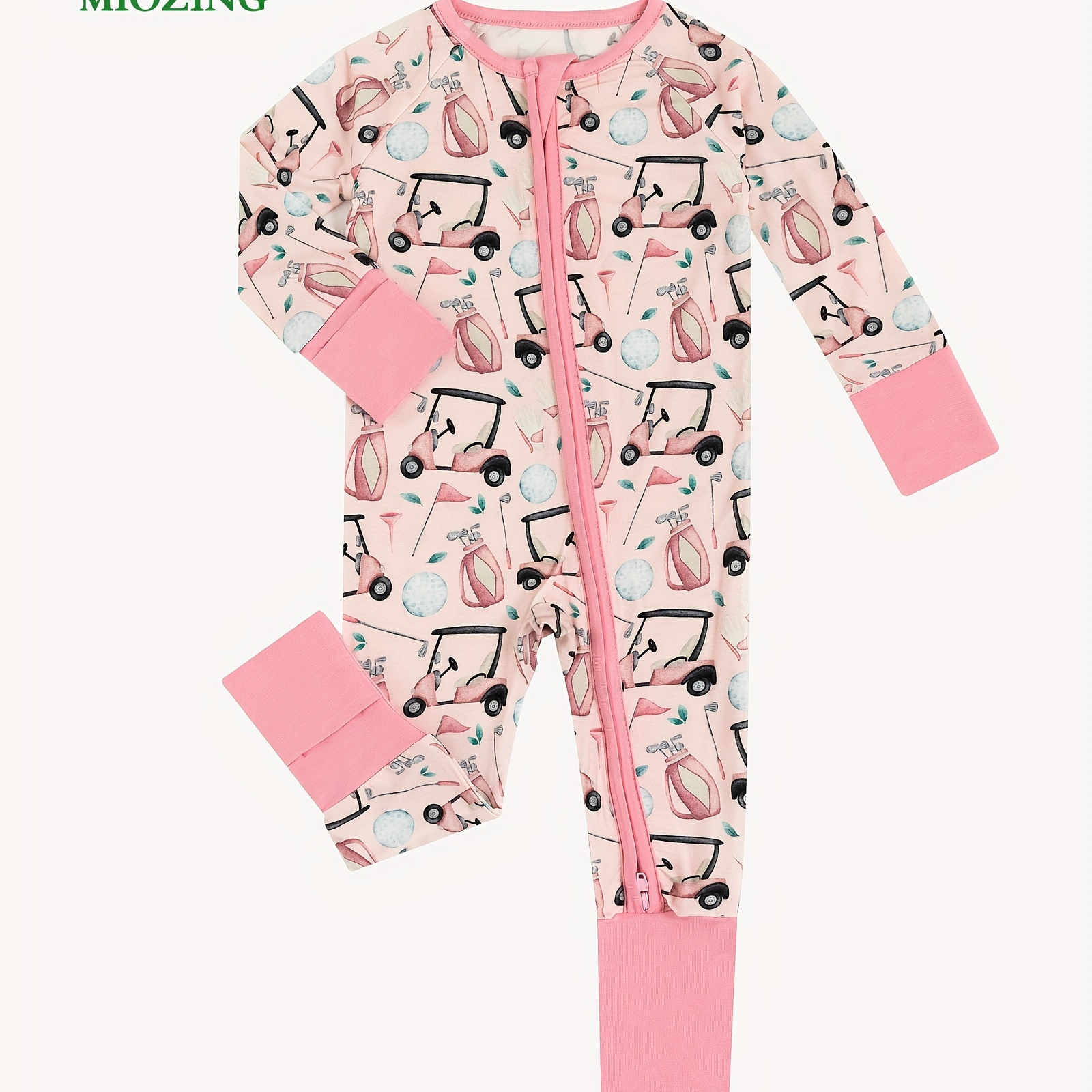 

Miozing Bamboo Fiber Bodysuit For Baby, Cartoon Golf Elements Pattern Long Sleeve Onesie, Infant & Toddler Girl's Romper