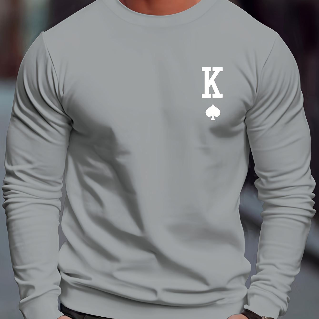 

Men's Crew Neck Sweatshirt Pullover For Men King Of Spades Print Sweatshirts For Spring Fall Long Sleeve Tops