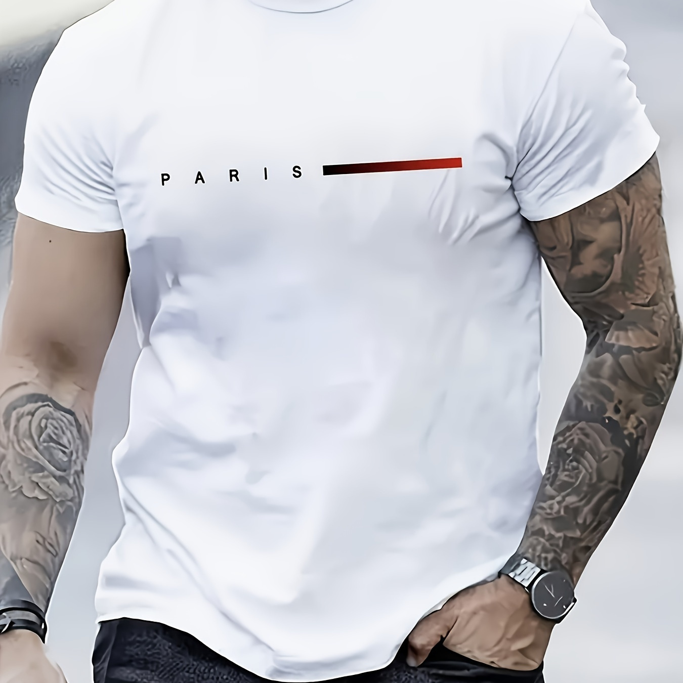 

Men's Paris Graphic Tee - Crew Neck, Regular Fit, Stretch, Ideal For Sports & Casual Wear