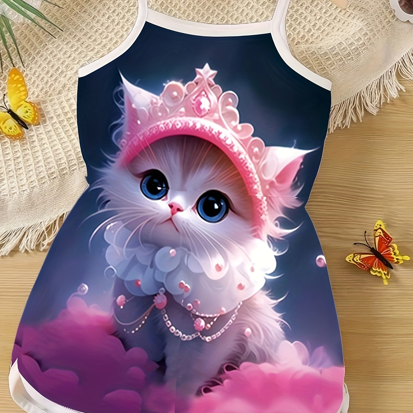 

Girls New Style Summer Clothes, Cartoon Cute Cat 3d Digital Print Fashion Personality Suspender Jumpsuit