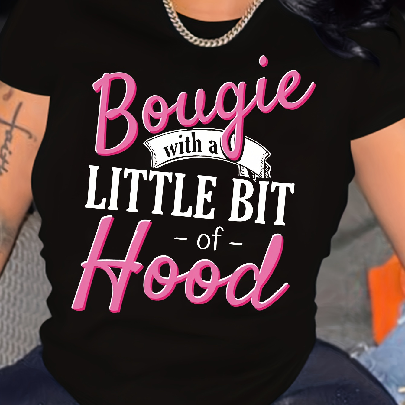 

Letter Print T-shirt, Short Sleeve Crew Neck Casual Top For Summer & Spring, Women's Clothing