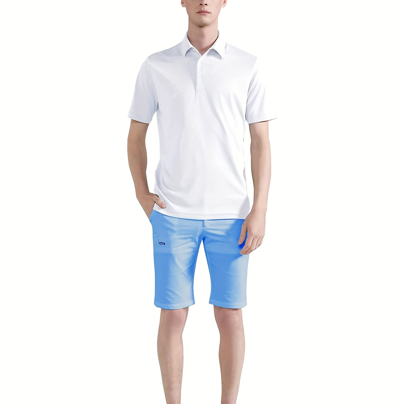 

Men's Casual White Turndown Collar Shirt, Male Short Sleeve Top, Sports Leisure Soft Adult Tennis Clothing For Outdoor