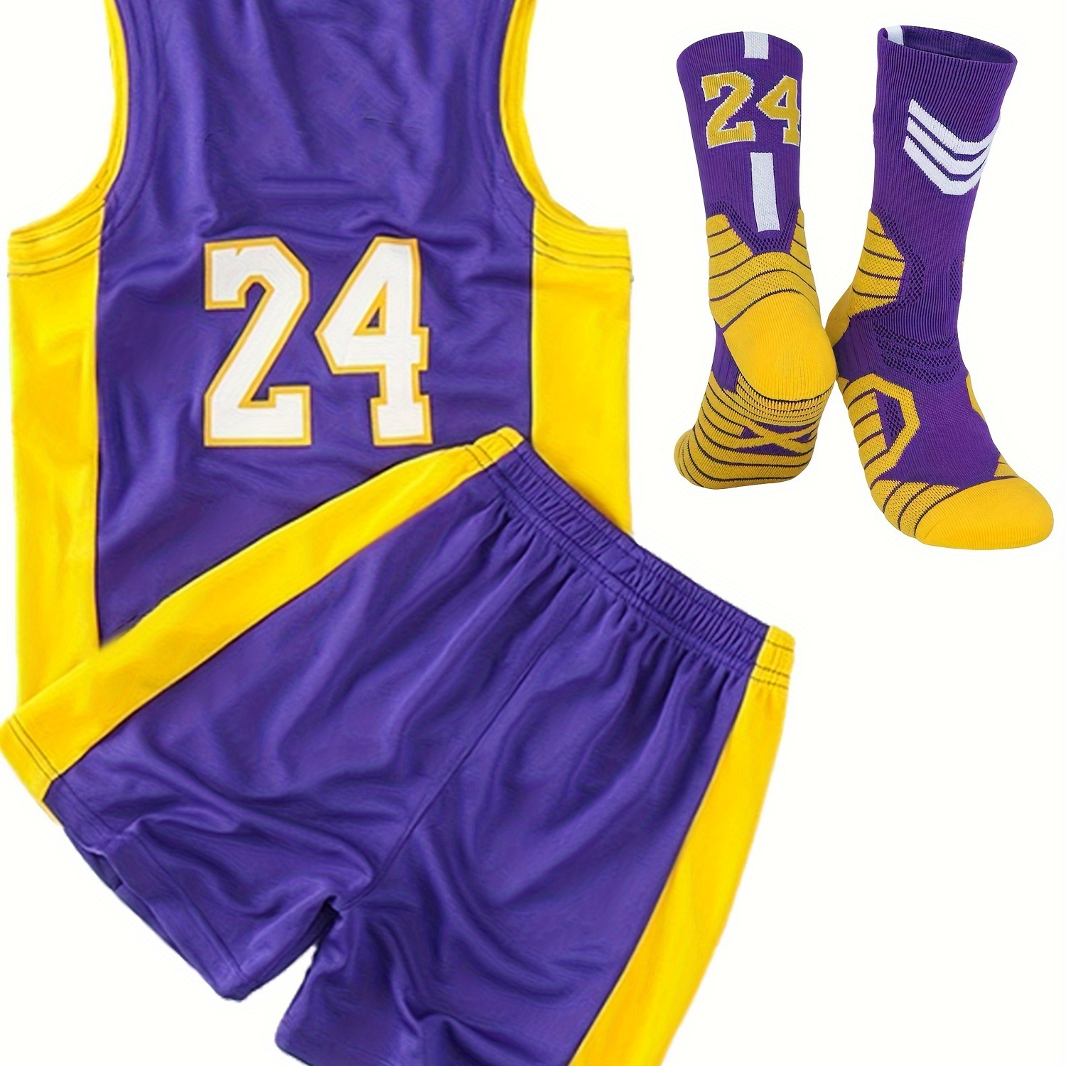 

Boys And Girls Basketball Jersey Set, Vest And Shorts With Socks 3pc 24#