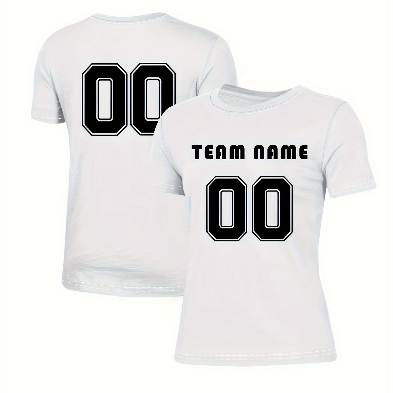 

Customized Team Name & Number 2024 European Cup Football T-shirt, Casual Crew Neck Short Sleeve Top Front: Team Name&number, Back: Number, Women's Clothing