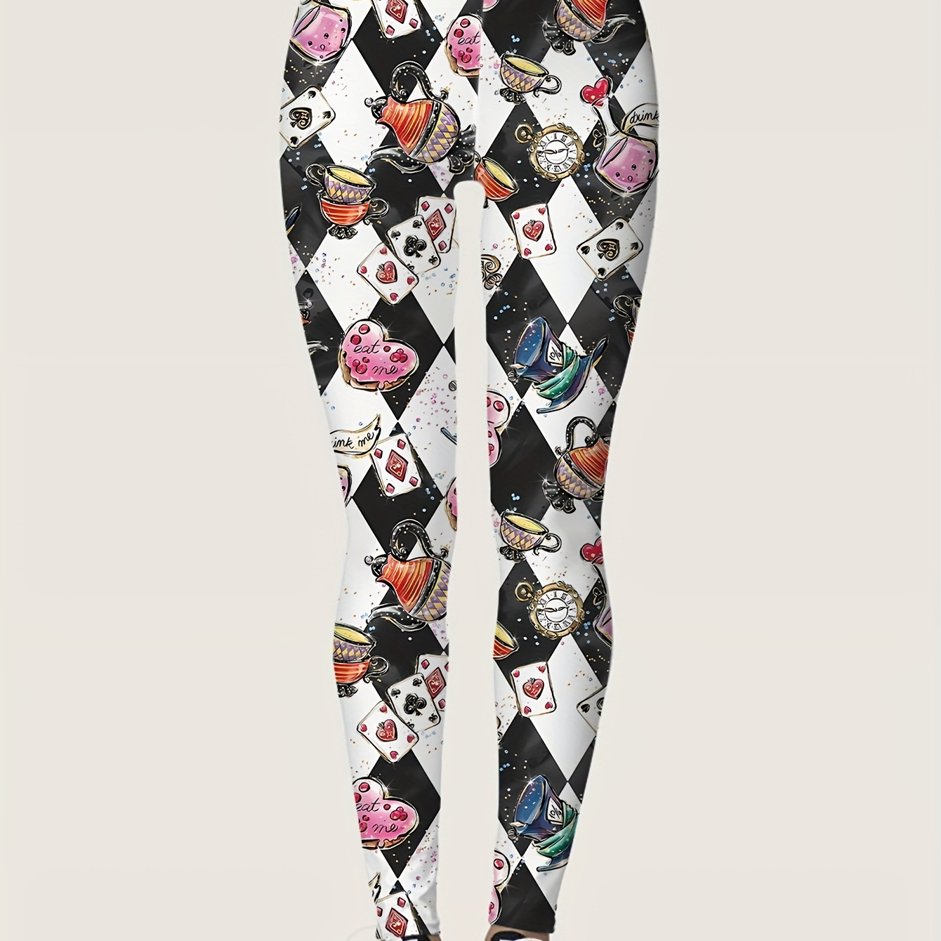 

Print High Waist Leggings, Casual Skinny Stretchy Leggings, Women's Clothing