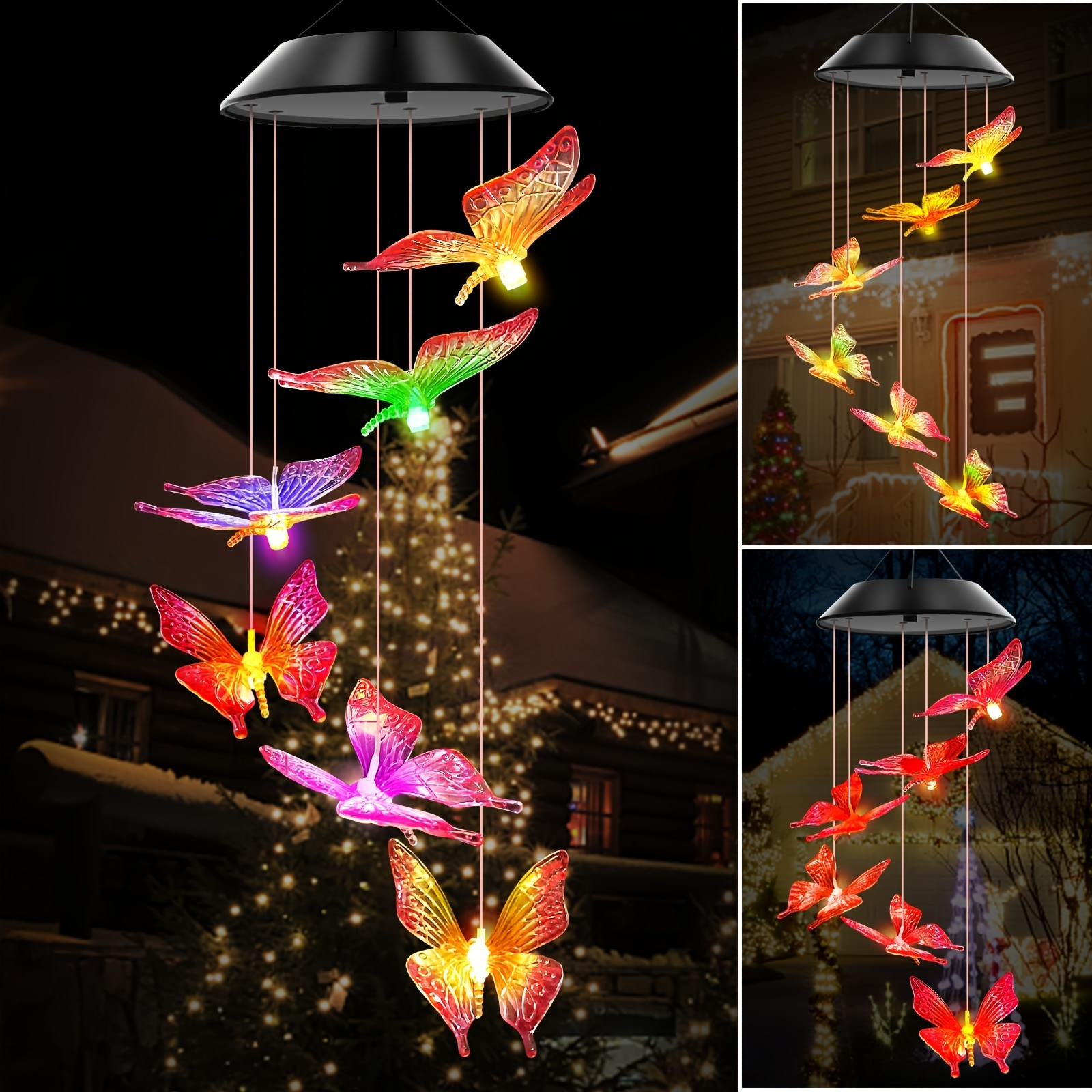 

1pc Purple Butterfly Solar Wind Chimes Color Changing Lights Outdoor, Best Gifts For Mom Grandma Women Wife Aunt Sister, Unique Mobile Wind Chime, Mothers Day Yard Decor