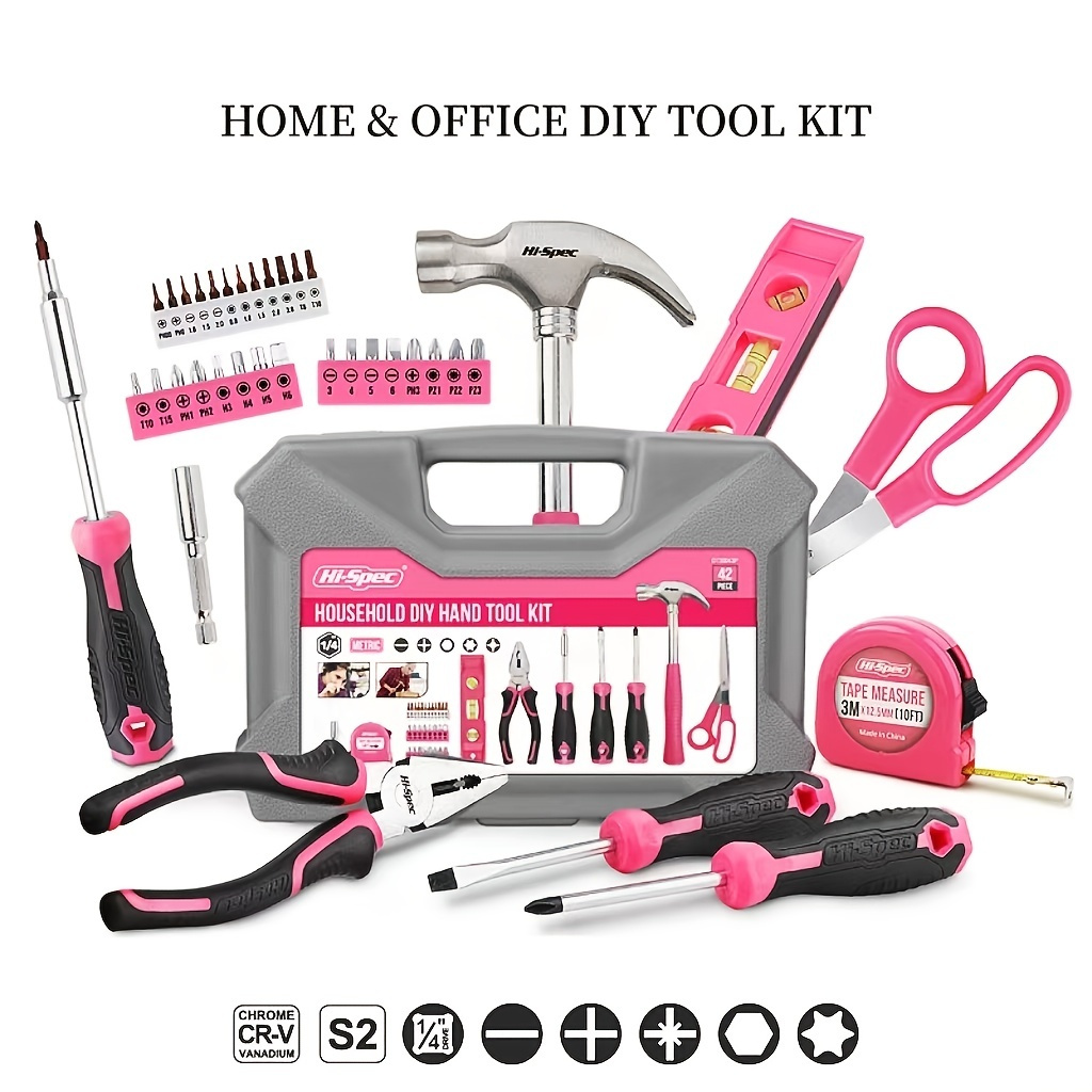 Hi-Spec Kit de 42 piezas de herramientas de casa pequeña rosa para mujeres  universidad y oficina Juego de mini caja de herramientas básica para – Yaxa  Colombia