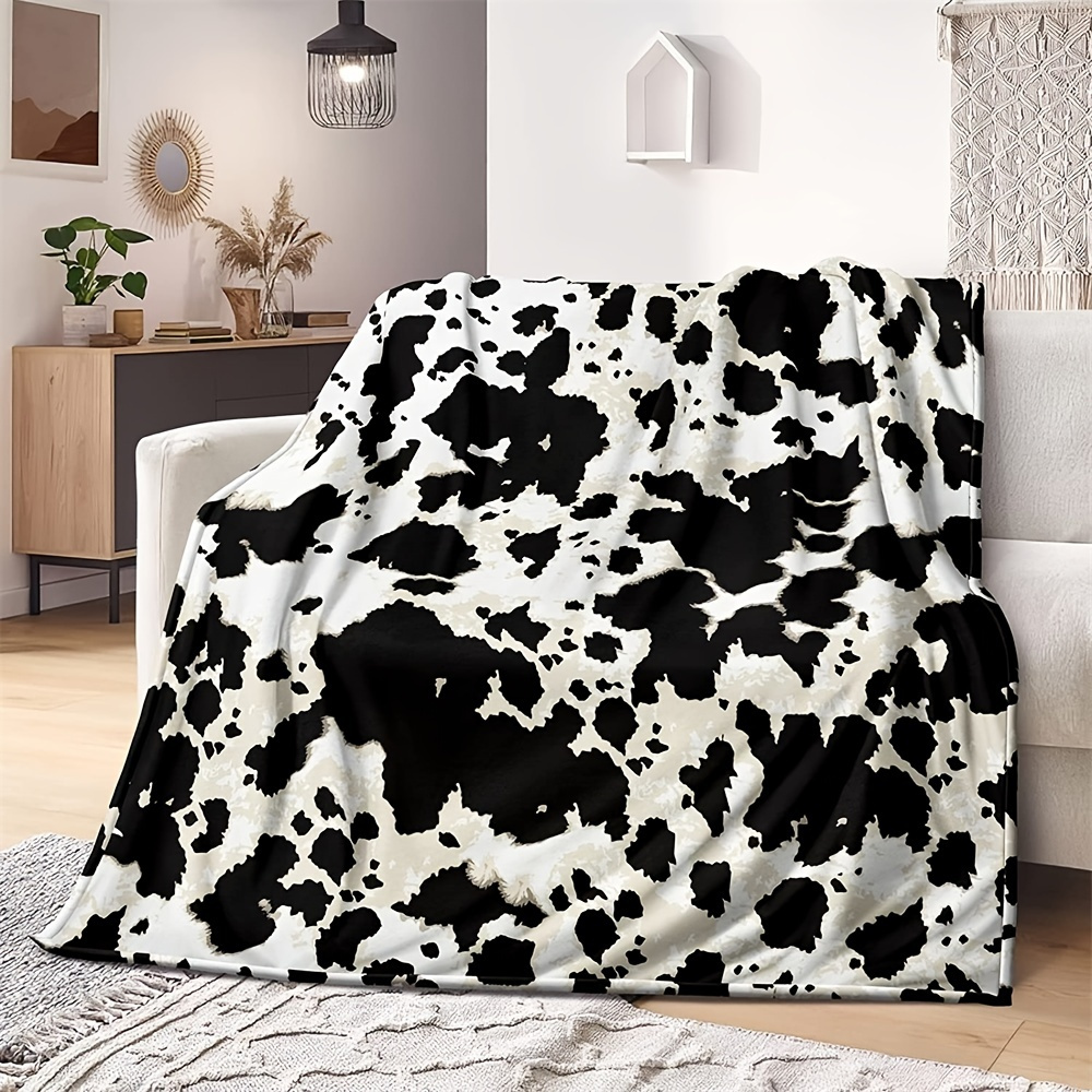 

1pc Cow Print Blanket, Cow Pattern Animal Blanket, Warm Throw Blanket For Couch Bed Sofa Travelling Camping