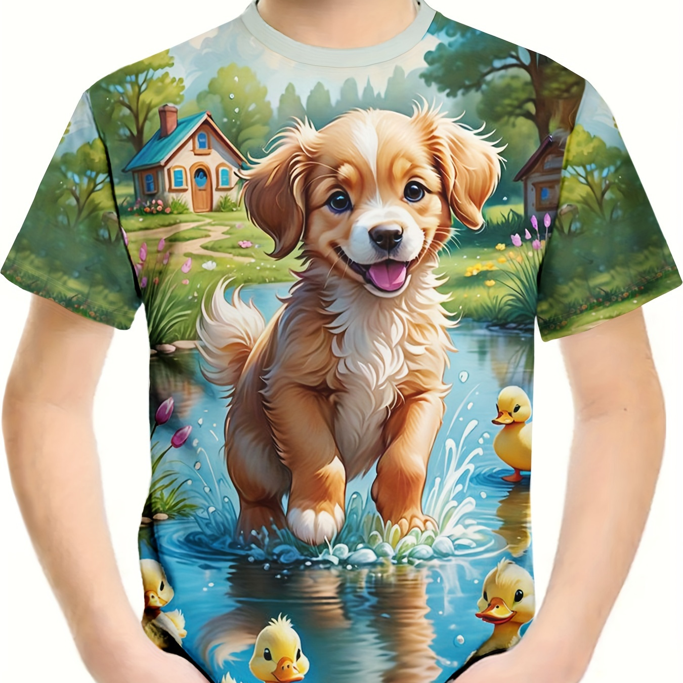 

Adorable Dog And Duck - Engaging Visuals With 3d Effect, T-shirts For Boys - Cool, Lightweight And Comfy Summer Clothes!