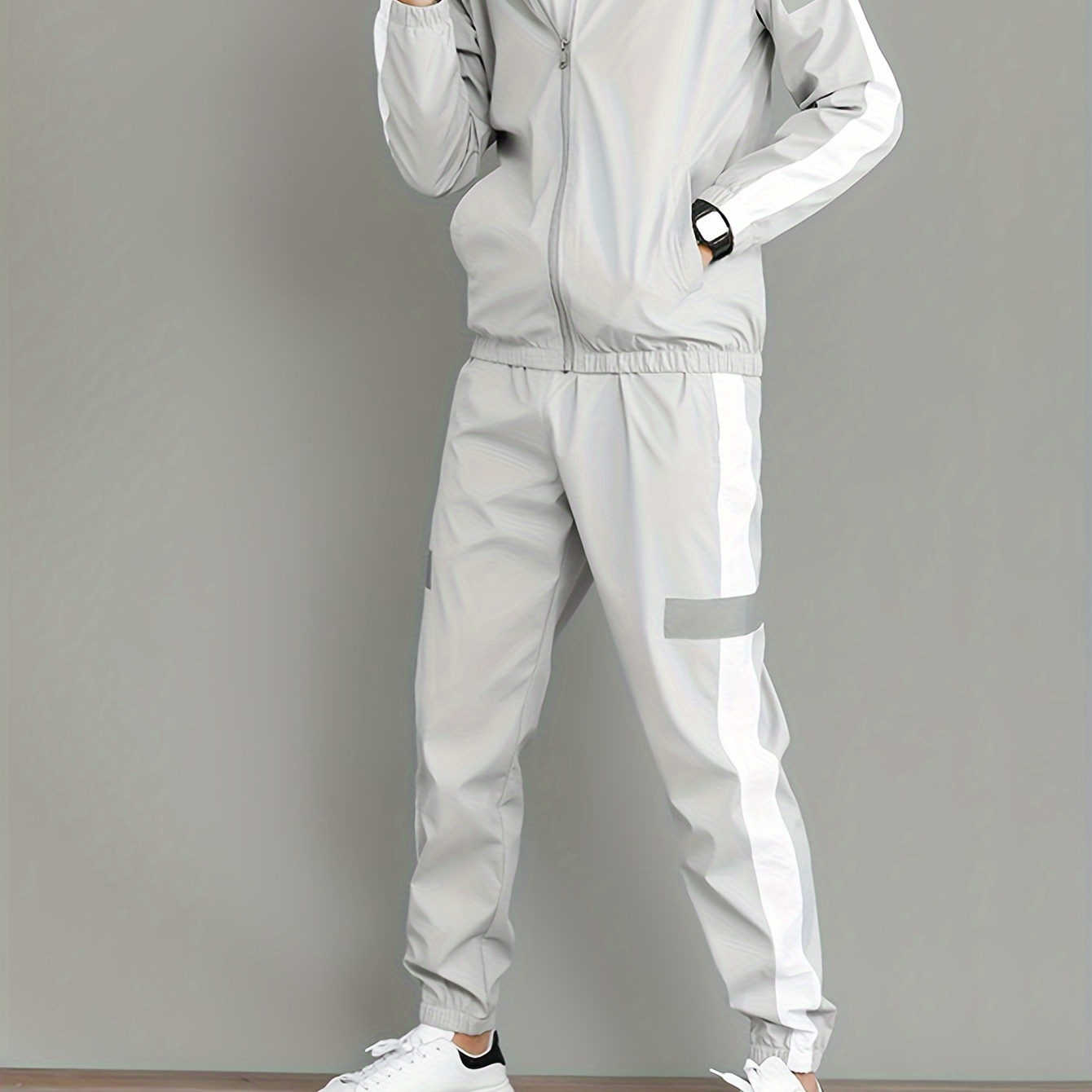 

Men's Casual Sportswear Set, Stylish Two-piece For Spring And Autumn.