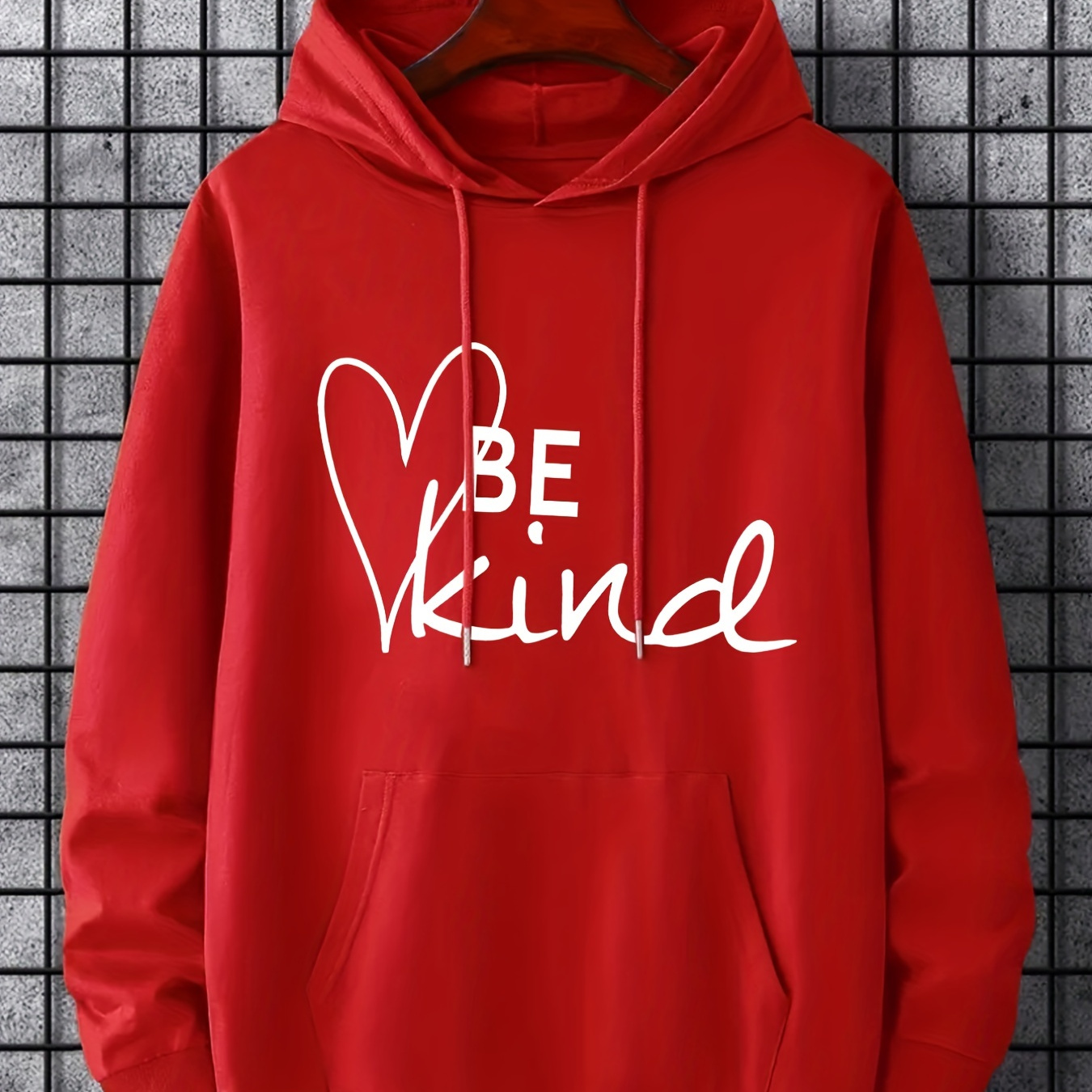 

Hoodies For Men, 'be Kind' Print Hoodie, Men’s Casual Pullover Hooded Sweatshirt With Kangaroo Pocket For Spring Fall, As Gifts