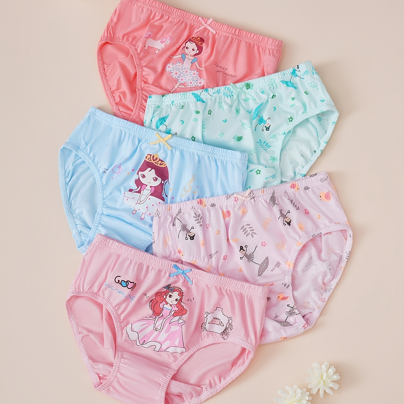 

5pcs Girls Cute Princess Pattern Cotton Brief Underwears