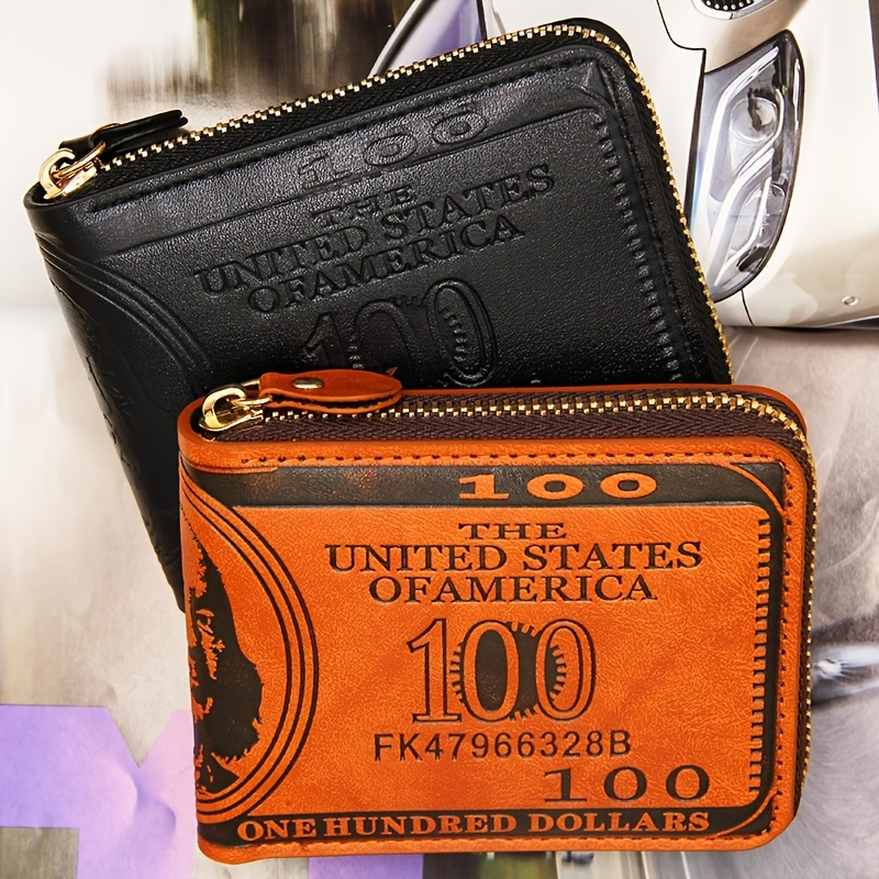 New Men's Us Dollar Bill Money Bifold Wallet Card Photo Holder Wallet  Handbag Purse Us 100 Dollar Bill Leather - Temu