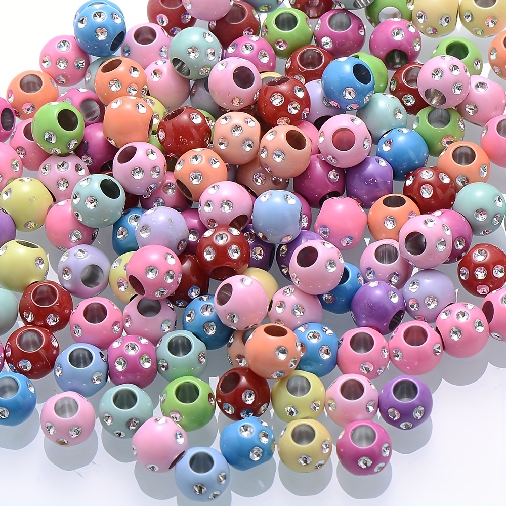 

50pcs 8mm Multicolor Loose Beads Round Big Hole Acrylic Beads For Jewelry Making Diy Charms Bracelet Necklace Accessories