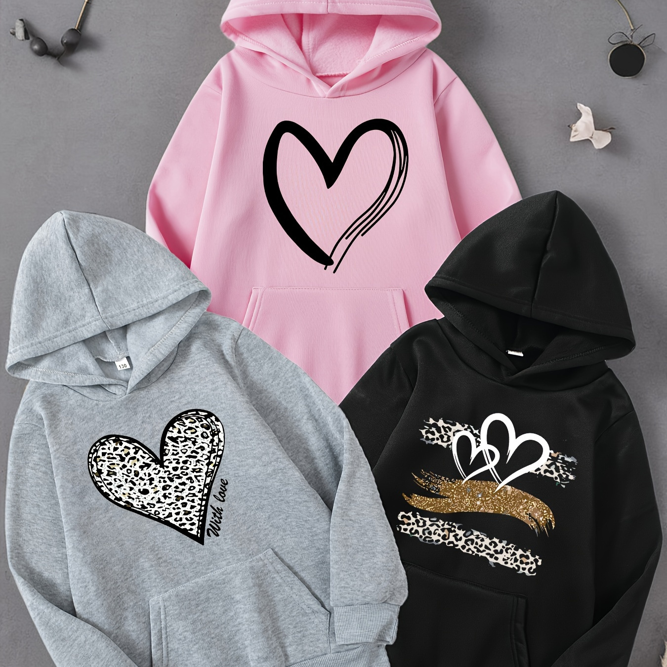 

3pcs Hearts 's Long Sleeve For And Outdoors,