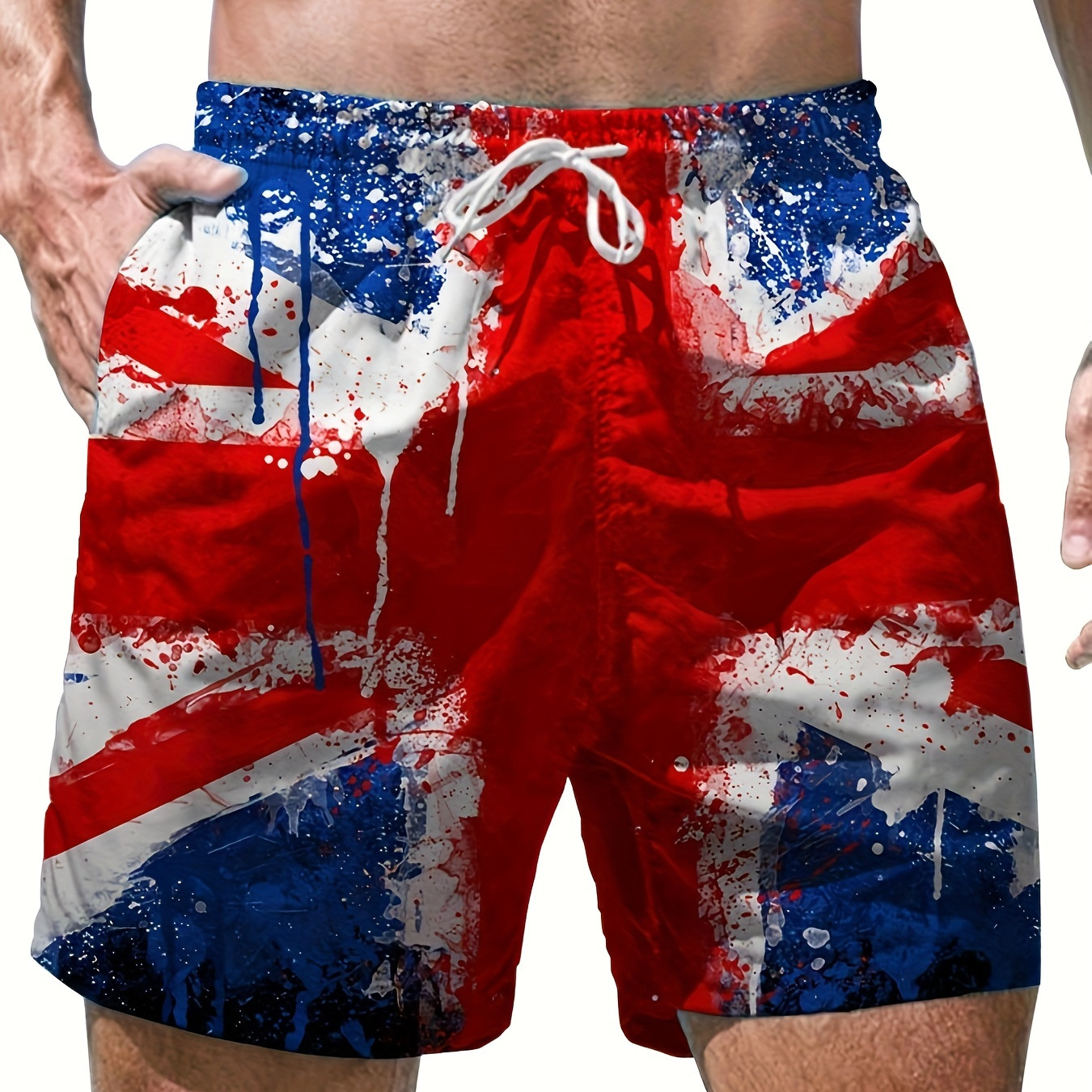 

England Flag Pattern Print, Men's Comfy Shorts With Drawstring And Pockets Casual Loose Shorts, Men's Summer Clothing, As Gifts For Men Daily Leisure Loungewear Outdoors
