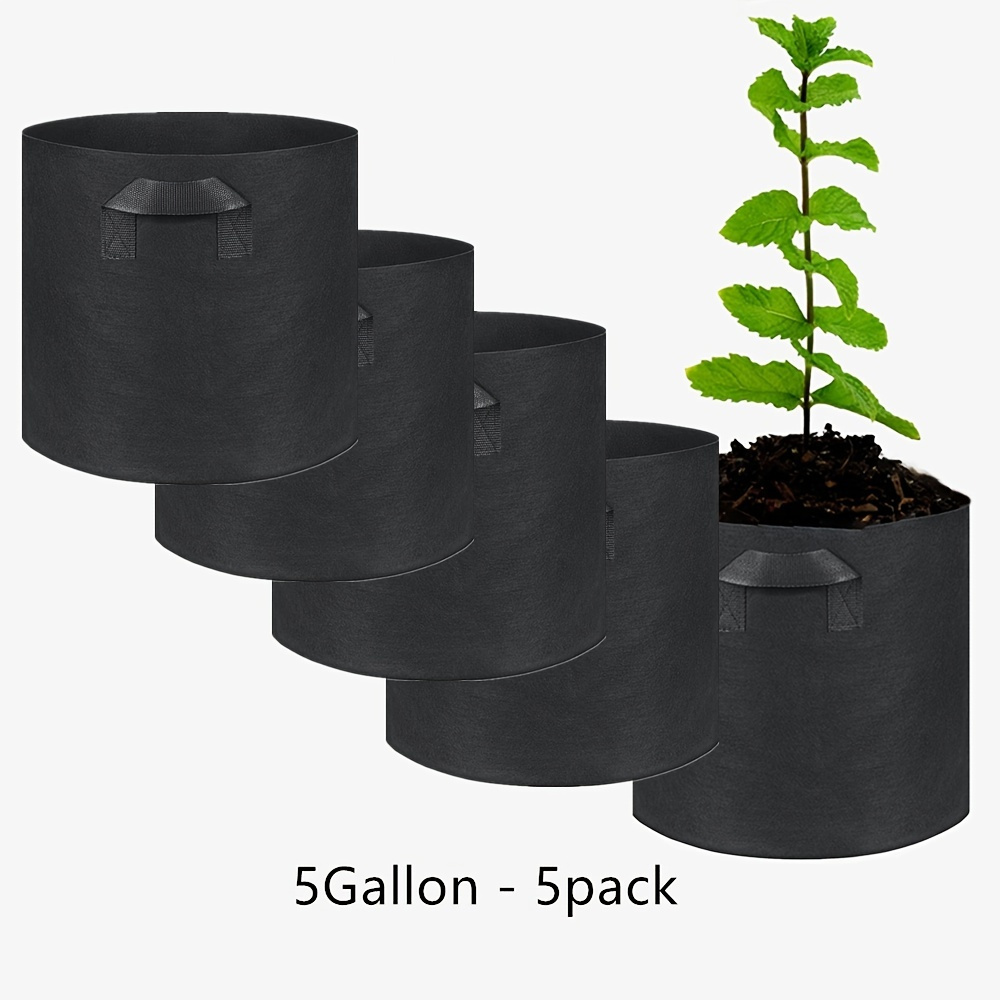  VIVOSUN 5-Pack 1 Gallon Grow Bags, Fabric Pots with  Self-Adhesion Sides for Transplanting : Patio, Lawn & Garden
