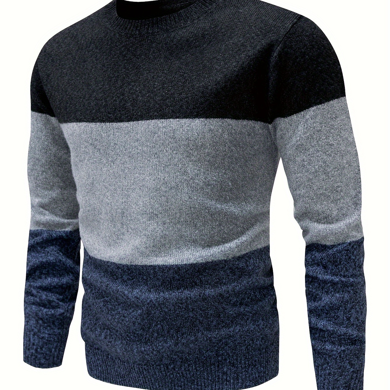 

Men's Color Blocking Slim Knit Sweater For Autumn And Winter - Versatile Trendy Long Sleeve Knitted Pullover As Gift