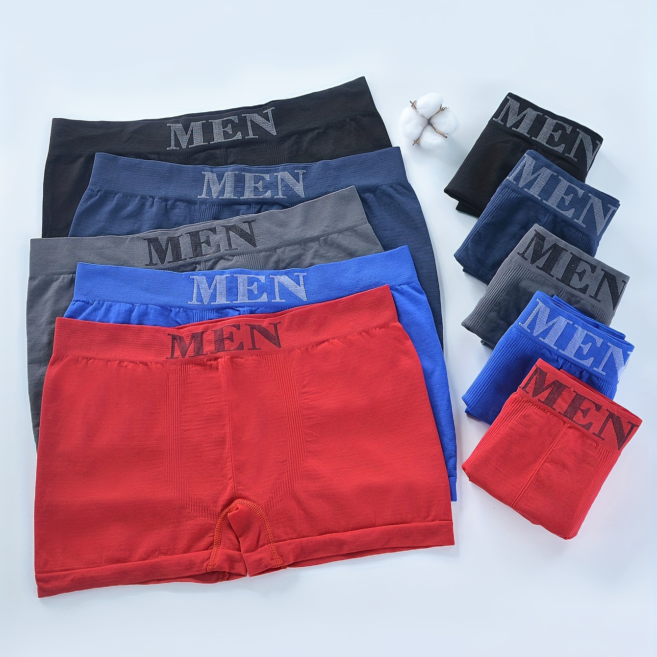 

10pcs Men's Seamless Solid Color Boxer Briefs, Breathable Comfy Boxer Trunks, Elastic Athletic Shorts, Men's Casual Underwear Daily Wear