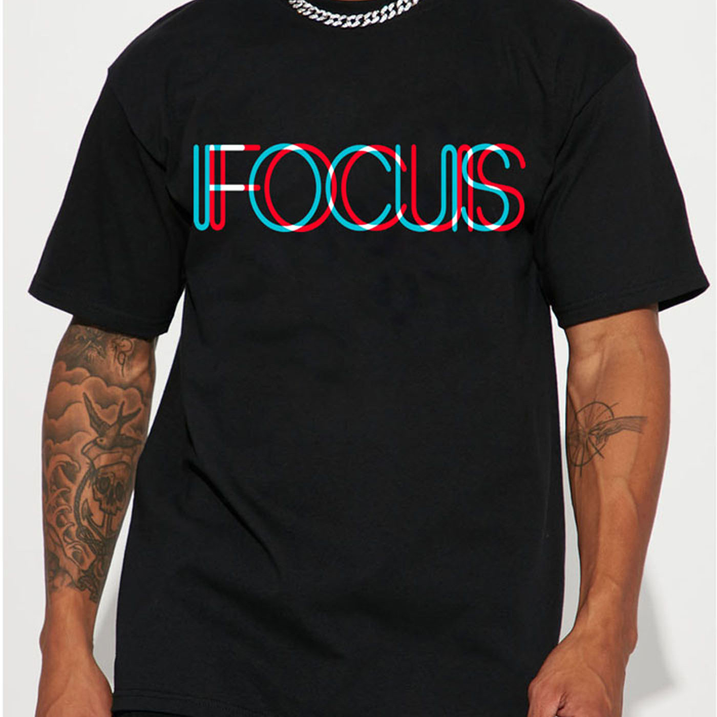 

Men's Casual "focus" Print Crew Neck Short Sleeves T-shirts For Summer