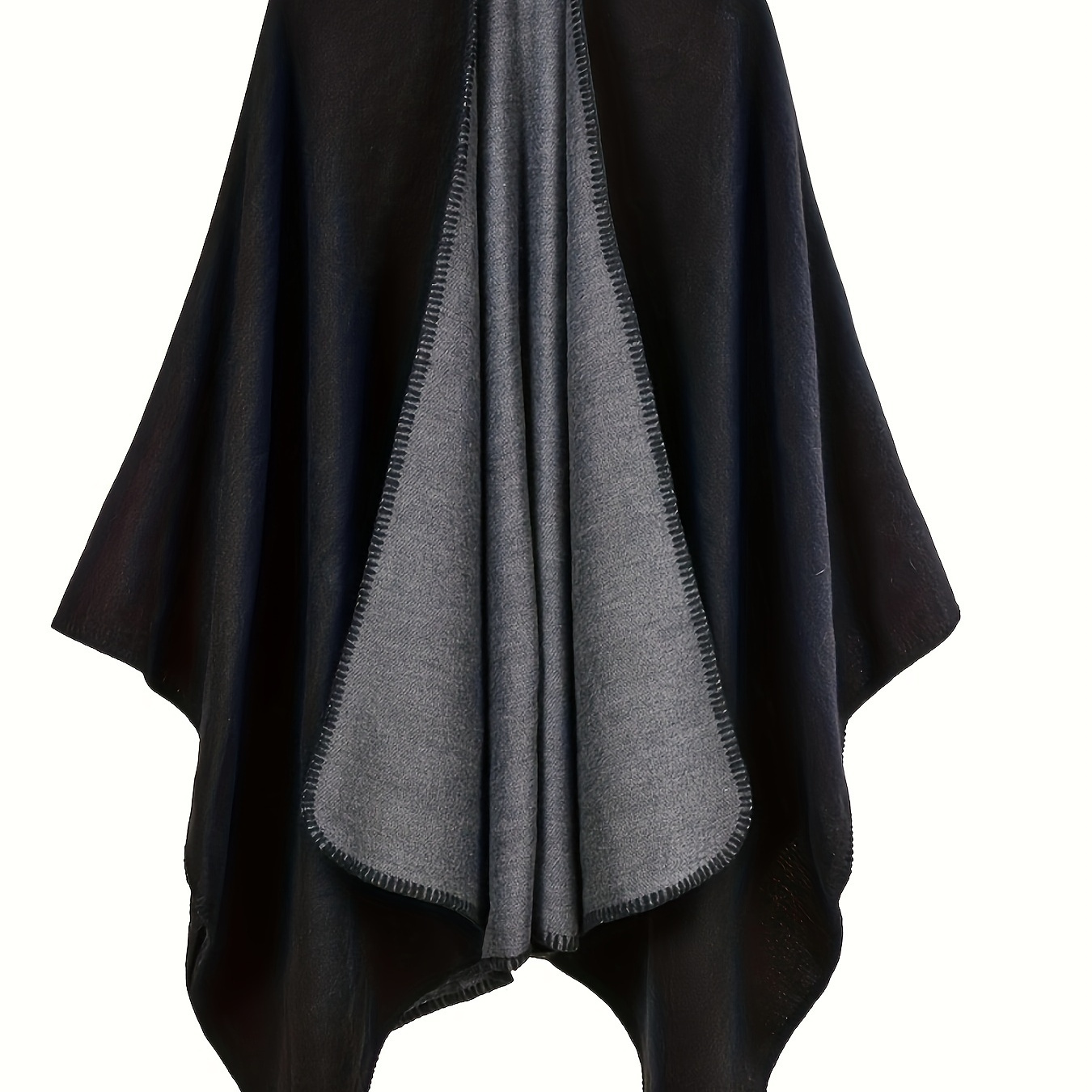 

Plus Size Reversible Cape, Casual Cape For Fall & Winter, Women's Plus Size Clothing