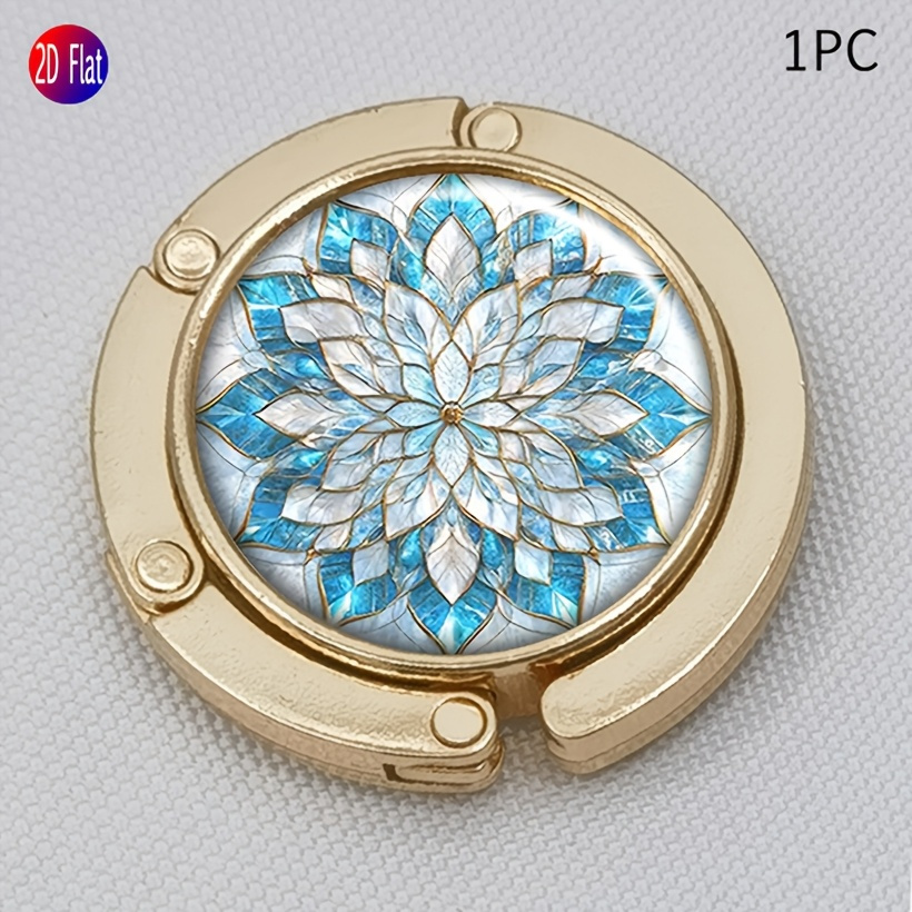 TEMU Gancio per borsa Mandala Turchese, Porta borsa pieghevole per tavoli, Ganci per borse da scrivania per donne, Gancio portatile per borse per