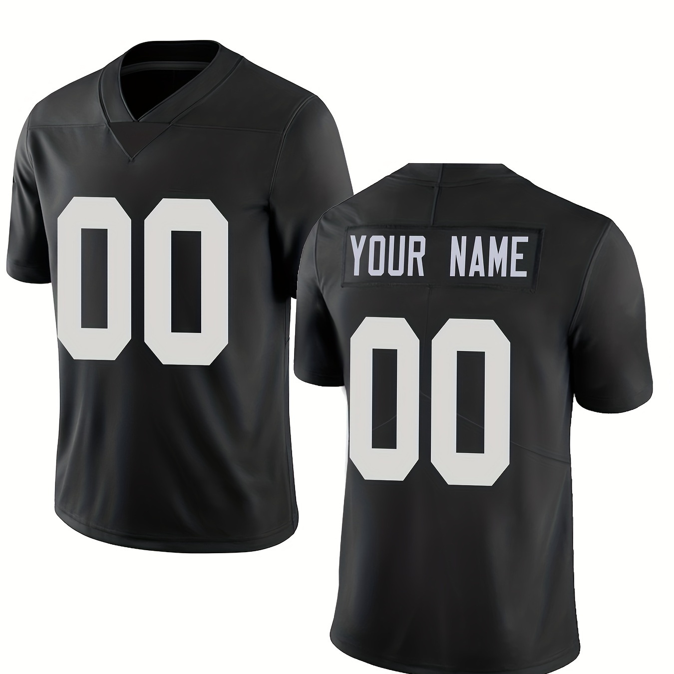 

Men's Personalized V-neck Football Jersey, Embroider Customized Name & Number, Comfy Top For Summer Sport