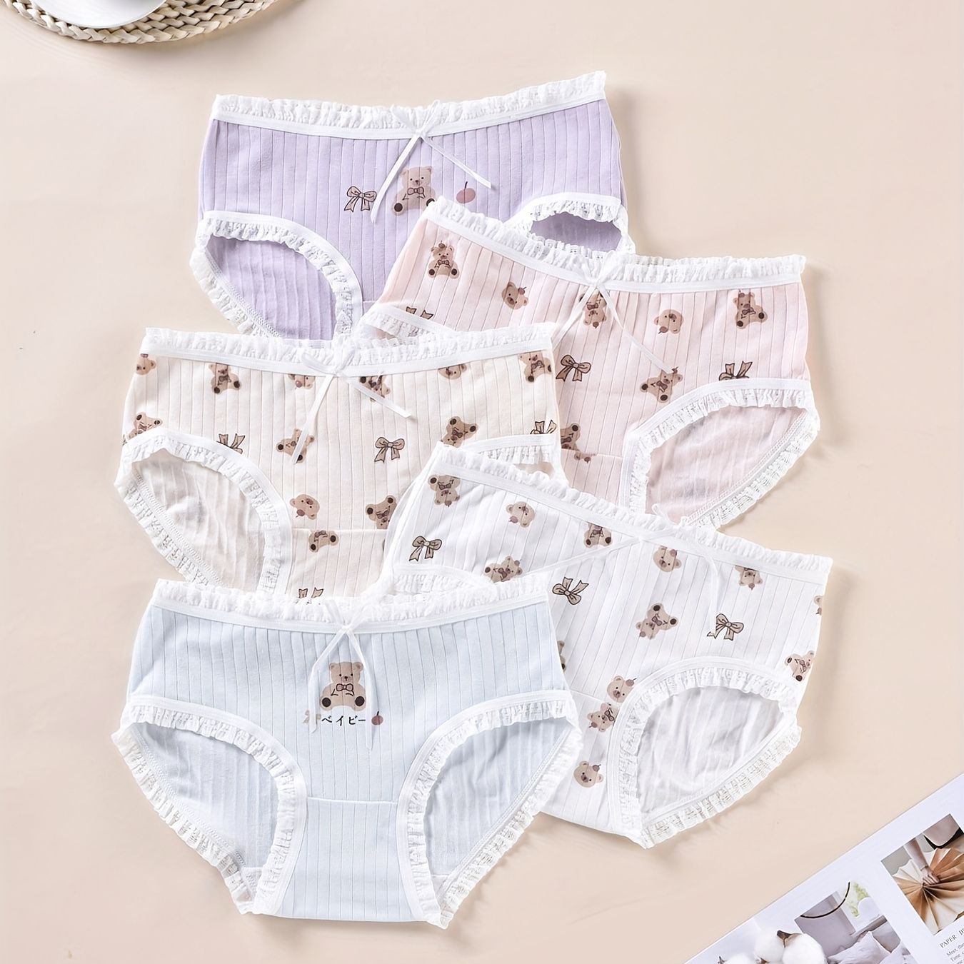 Cartoon Print Thongs Cute Comfy Lace Trim Intimates Panties - Temu Canada