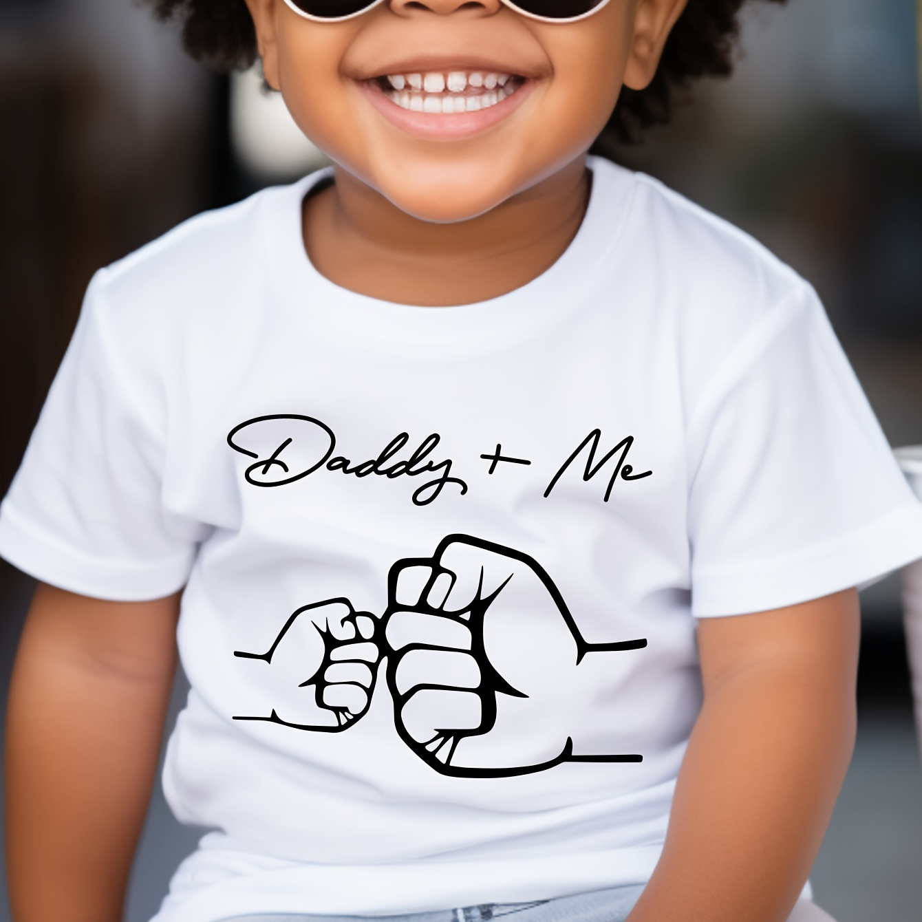 

Daddy + Me Print Boy's Cotton Leisure Short Sleeve Sports T-shirt - Comfortable Summer Outdoor Clothing