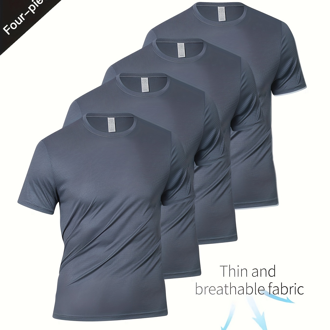 

Lot De 4 T-shirts Confortables Pour Homme En Uni, Extensibles, À Séchage Rapide Et Respirants, À Manches Courtes Et Col Rond, Pour L'entraînement Au Gymnase Et La En .