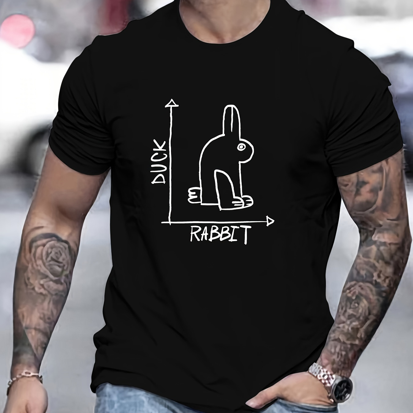 

Rabbit Duck Print T Shirt, Tees For Men, Casual Short Sleeve T-shirt For Summer