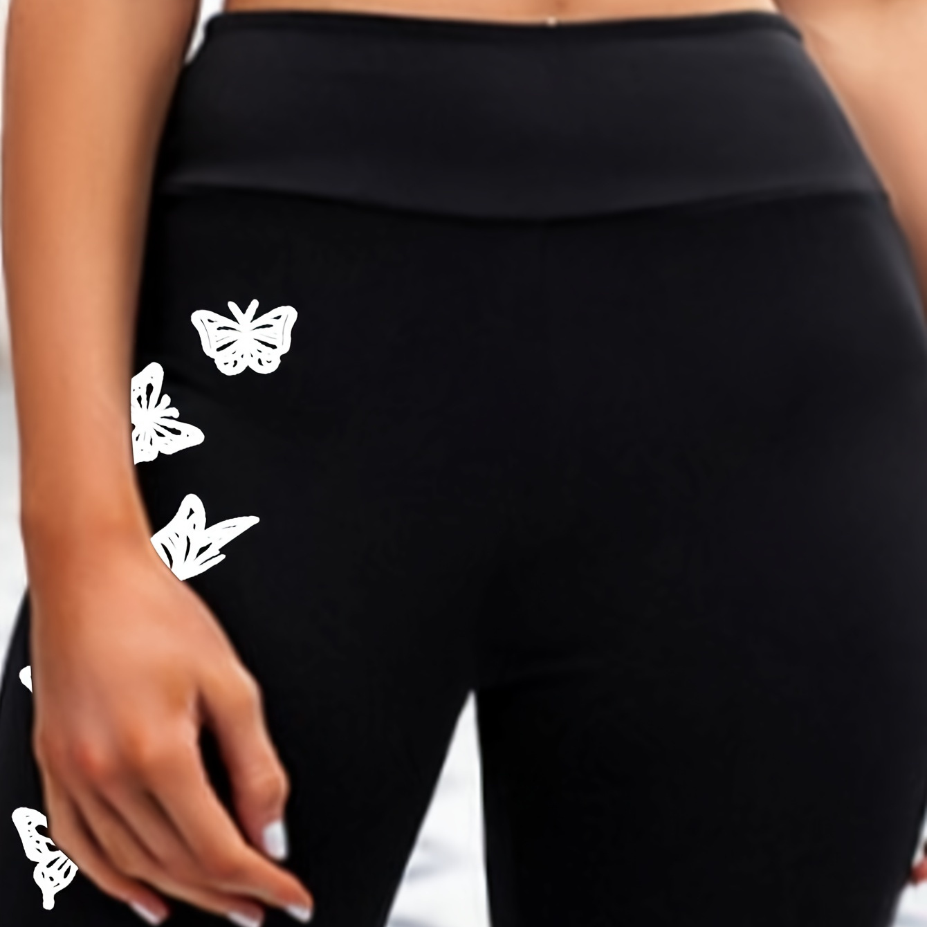 Butterfly Print Cut Out Leggings