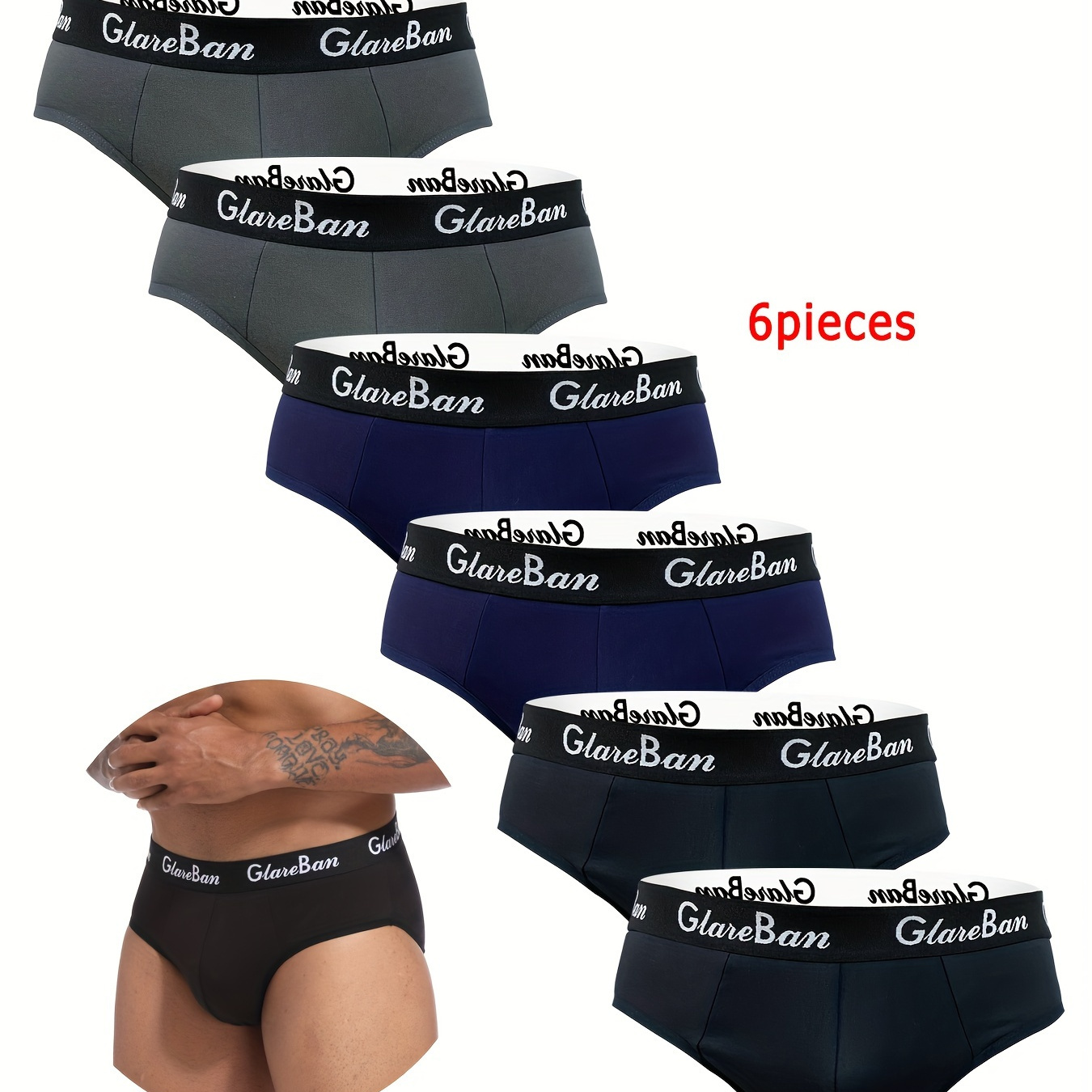 

6pcs Men's Sexy Underwear, Comfort Soft Breathable Men's Panties Underpants Slips Jockstrap