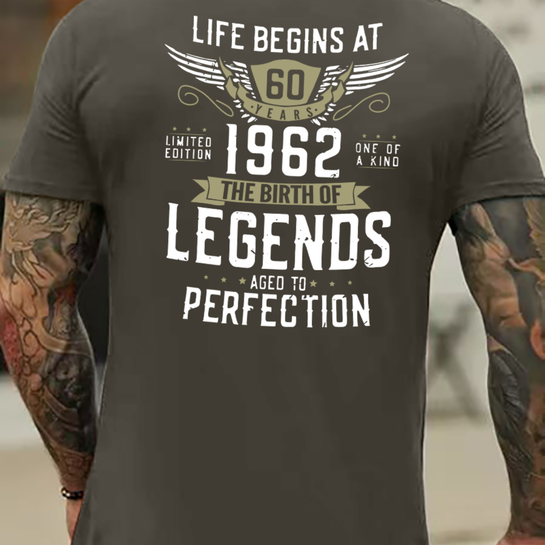 

Life Begins At 1962... Print T Shirt, Tees For Men, Casual Short Sleeve T-shirt For Summer