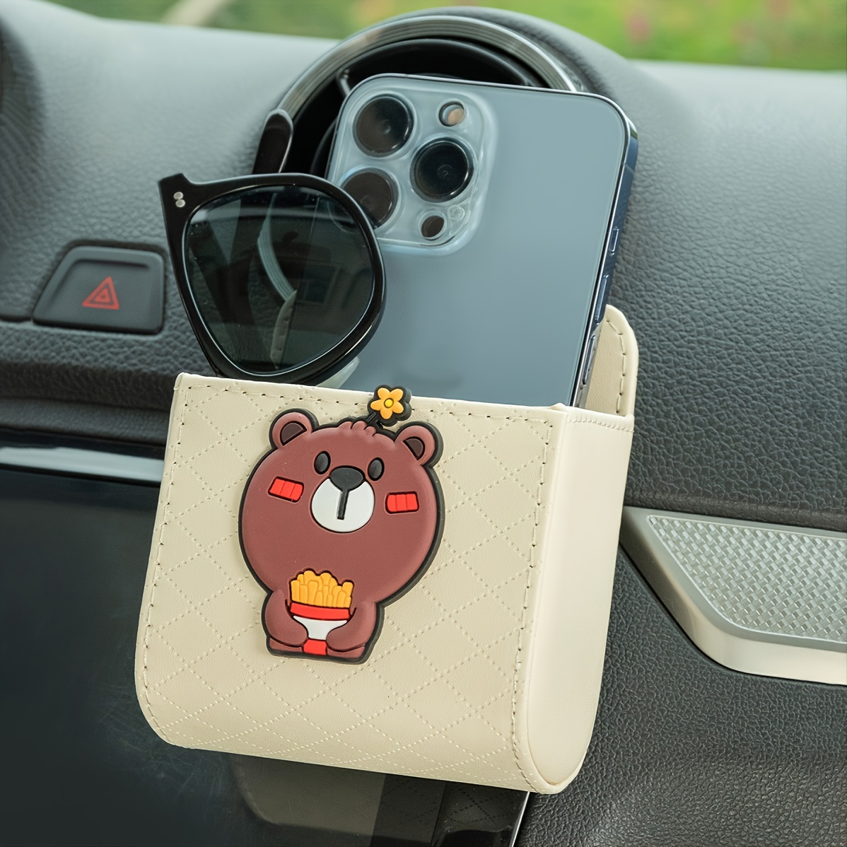 Leather Car Storage Box: Multifunctional Air Outlet Mobile - Temu