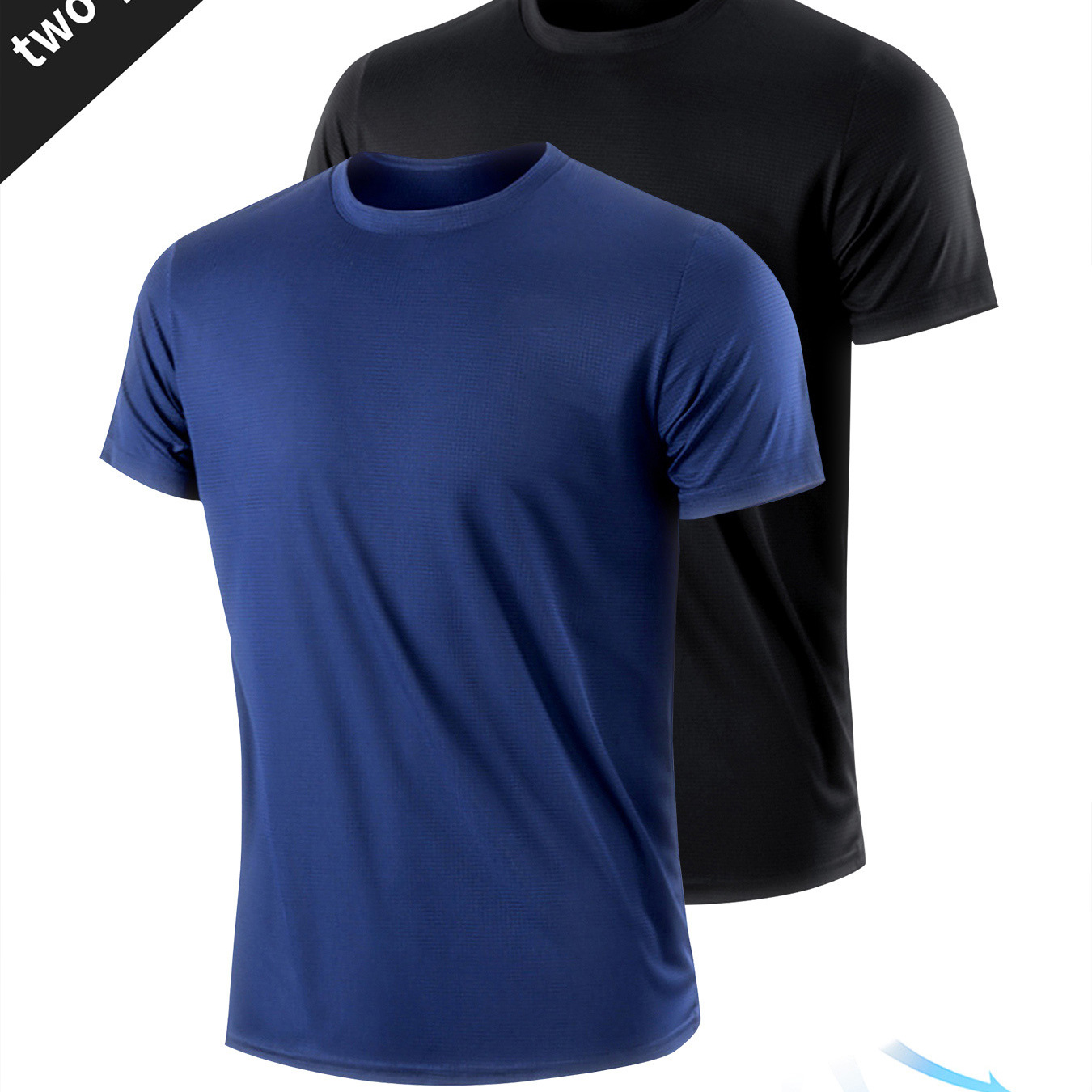 

2pcs Quick-drying Breathable Men's Solid Short Sleeve Round Neck T-shirt, Summer Running And Training