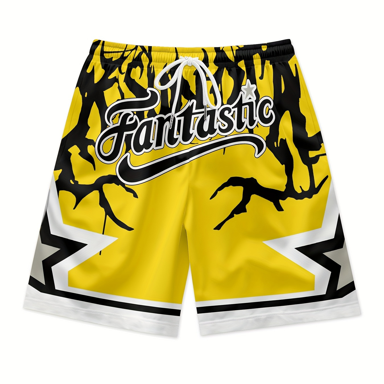 

Men's Summer Yellow Waist Shorts Letters Print Quick Dry Breathable Polyester Shorts Daily Streetwear Vacation Stylish Shorts Basketball Shorts Sport Clothing Bottoms