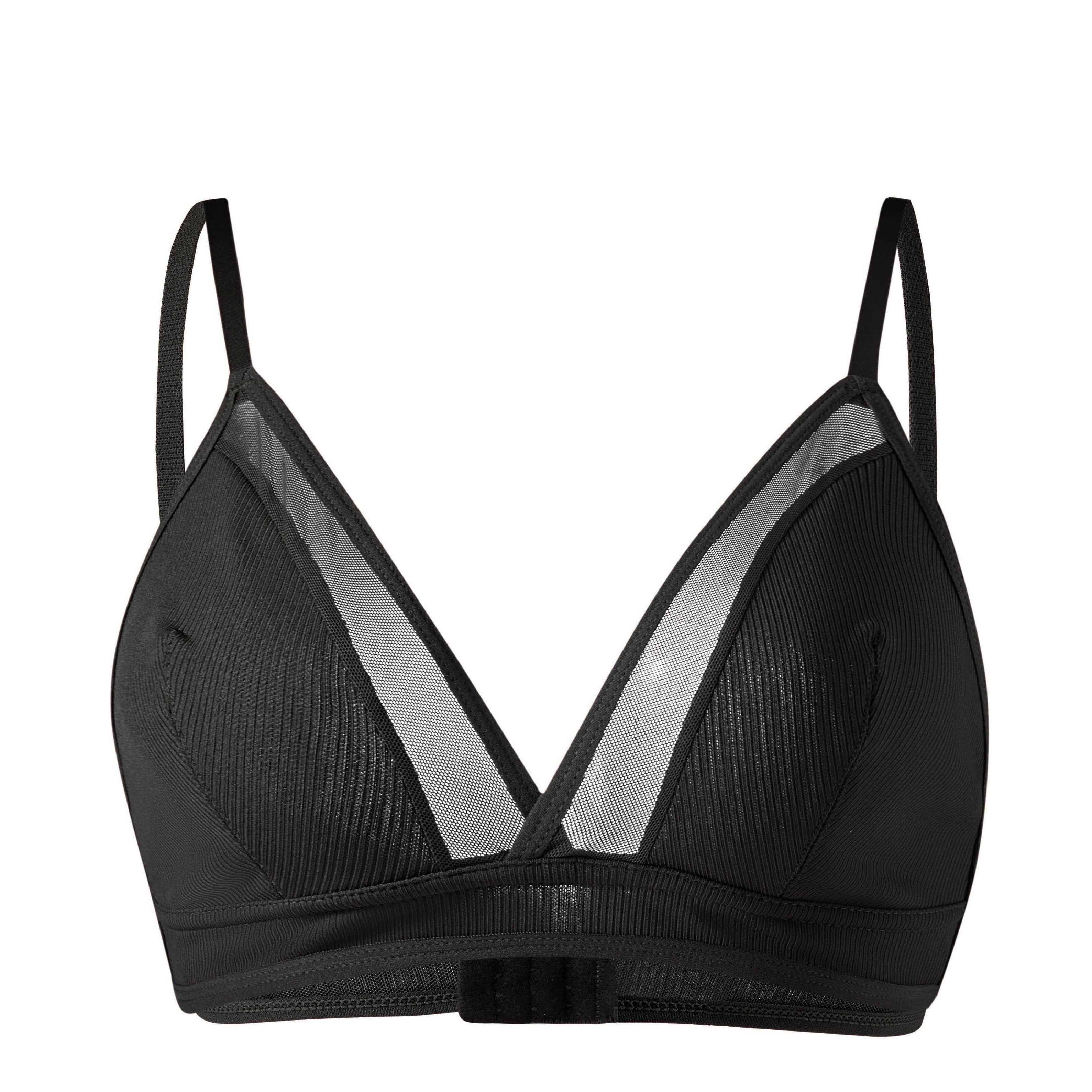 

Simple Solid Mesh Ribbed Bra, Comfy & Breathable Wireless Bra, Women's Lingerie & Underwear