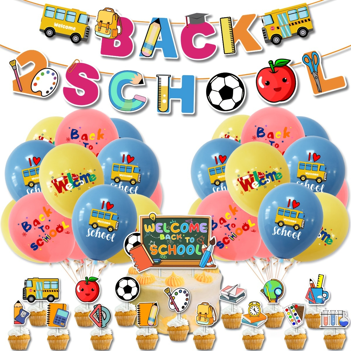 Set 2023 Back To School Party Decoration Set Back To School Back To School  Season Banner Cake Insert Balloon Scene Decor Room Decor Theme Party  Decoration Shop Now For Limited-time Deals