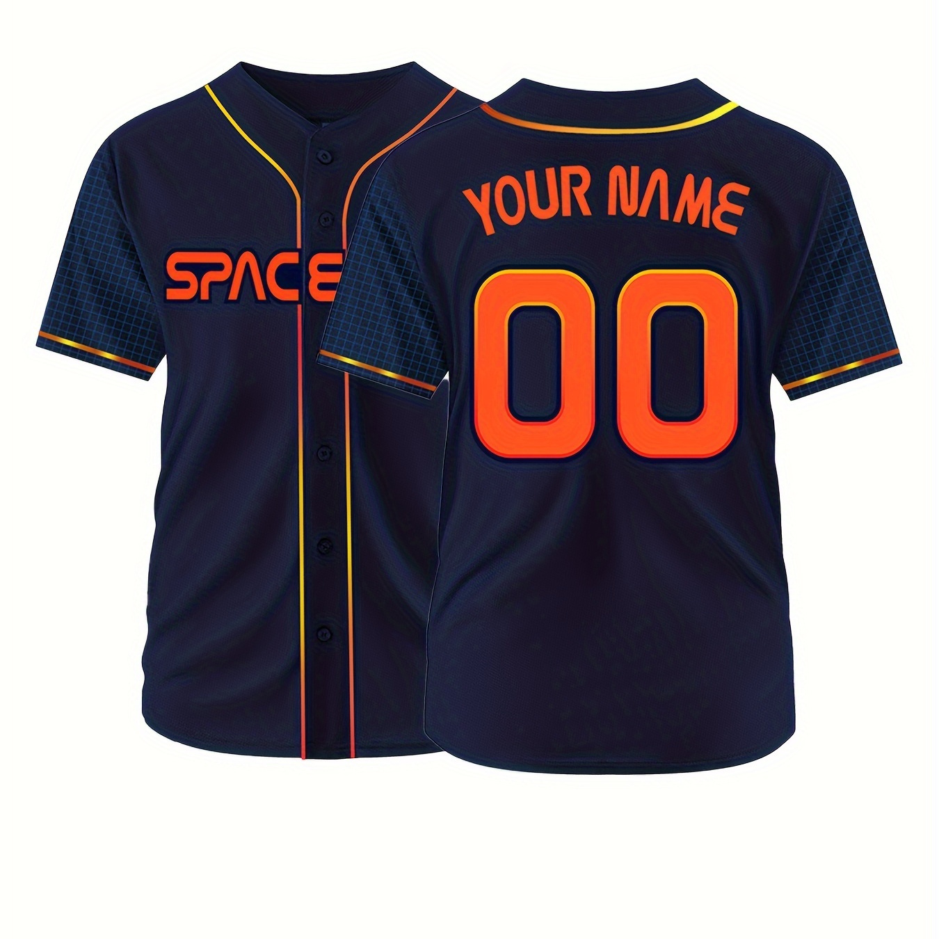 

Customized Name And Number, Men's "space City" Baseball Jersey, Comfy Top For Training And Competition