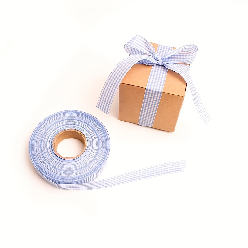 DIY Pink White Grid Ribbon Baking Flower Packaging Silk Ribbon Cake Gift  Box Decoration Bowknot Color Ribbon One Roll 1cm/0.39inch*25m/82foot