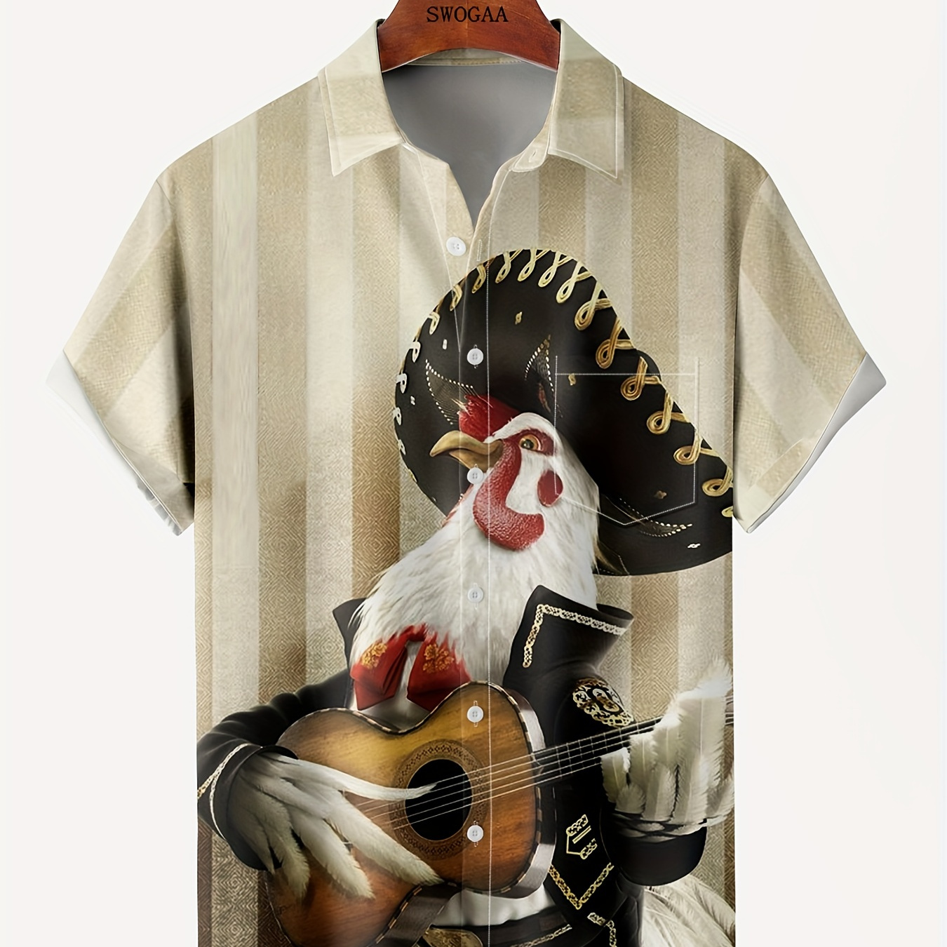 Men's Funny Chic Creative Hawaiian Shirt Rooster Playing - Temu