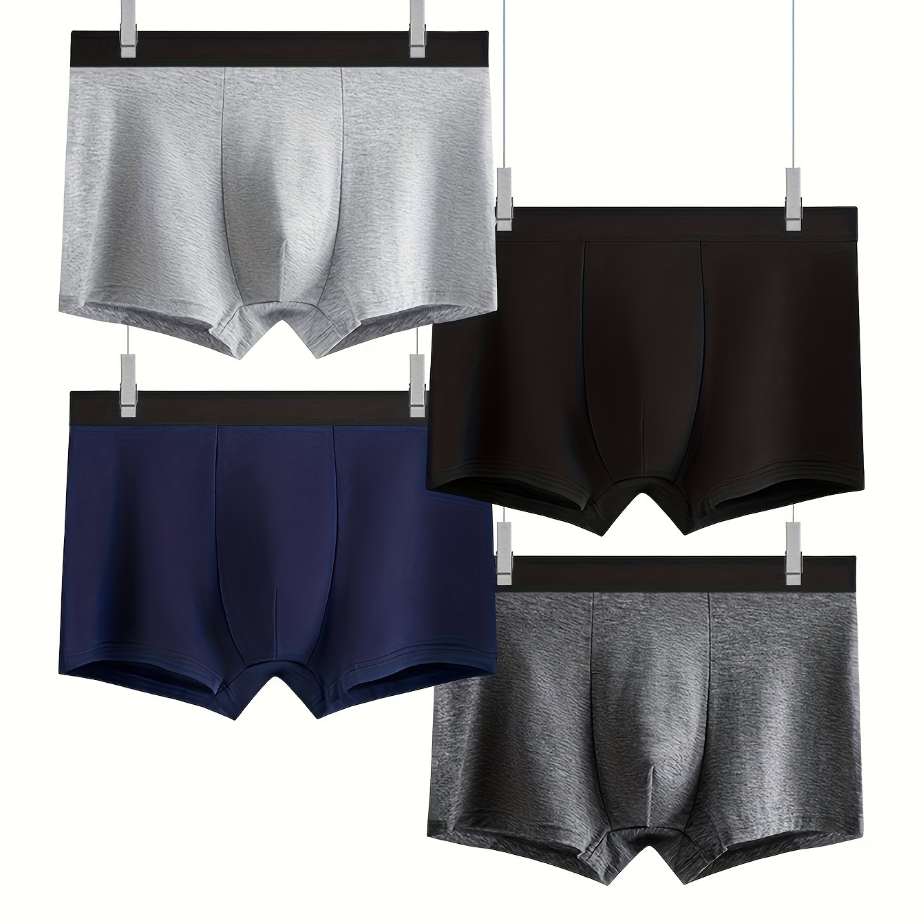

1/4pcs Men's Cotton Breathable Soft Comfy Slightly Stretch Boxer Briefs Shorts, Casual Plain Color Boxer Trunks, Men's Underwear