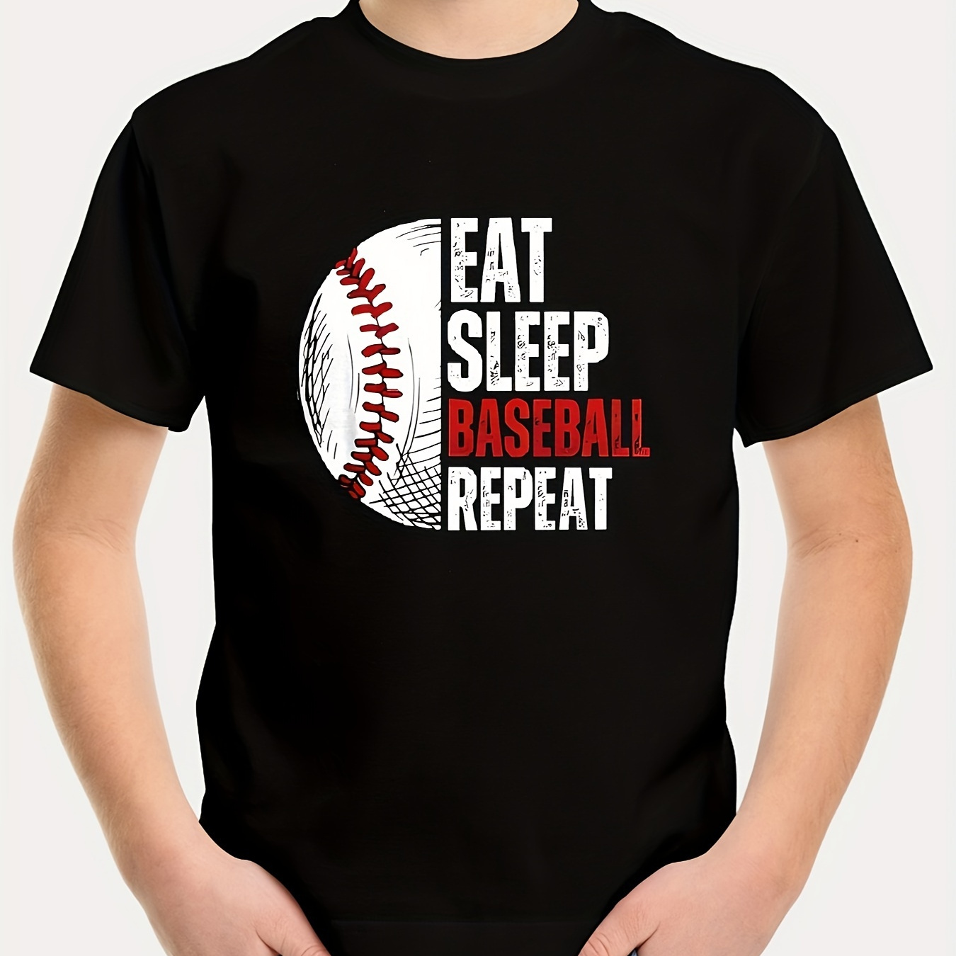 

Eat Sleep Baseball Repeat Letter - Forever Cool And Innovative Novelty 3d Print T-shirt, Perfect For Fun-loving Boys