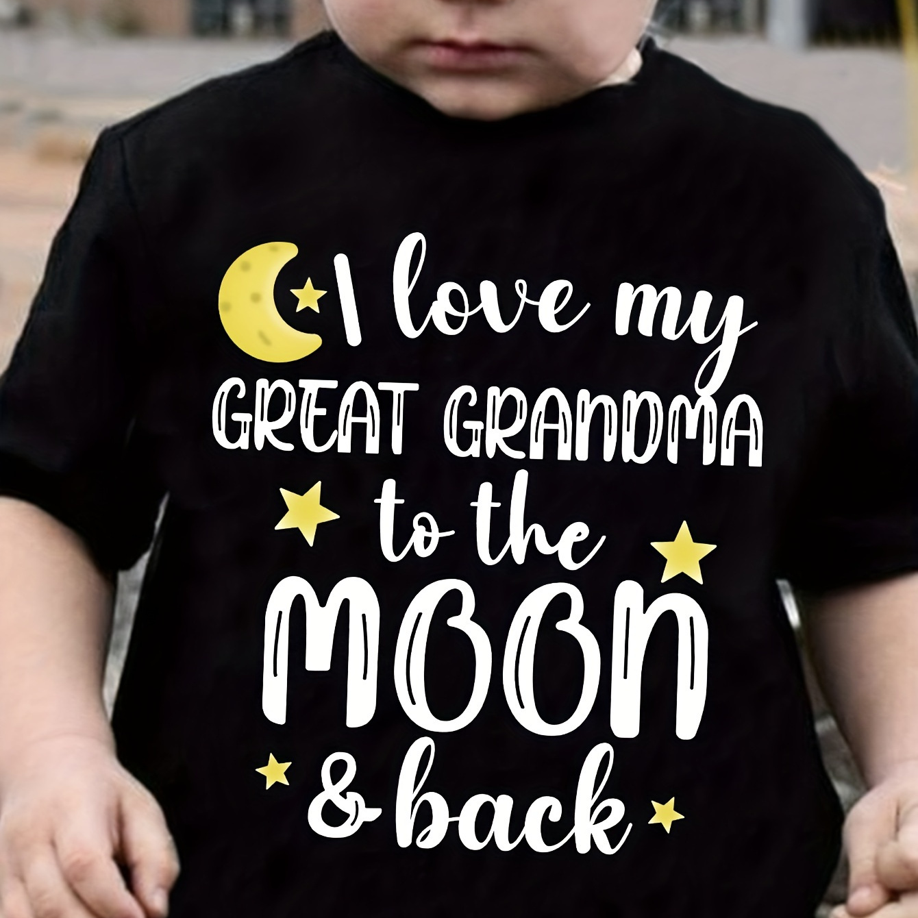 

I Love My Great Grandma Print Boy's Short Sleeve T-shirt Loose Comfy Round Neck Creative Pattern Versatile Top