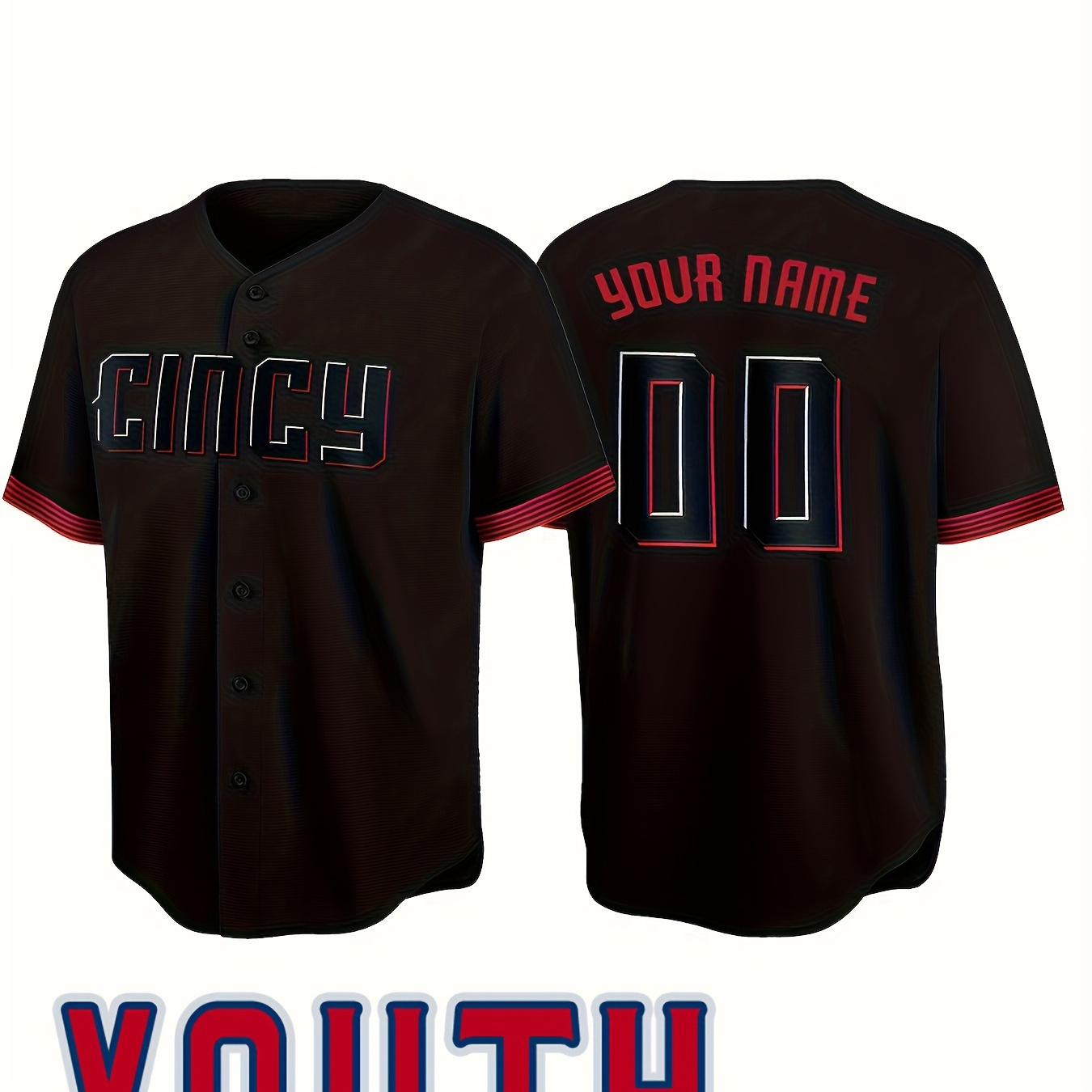 

Customized Boys Breathable Personalized Name And Number Baseball Jersey, Letter Pattern Patched Athletic Stretch Short Sleeves Baseball Shirt For Training Competition