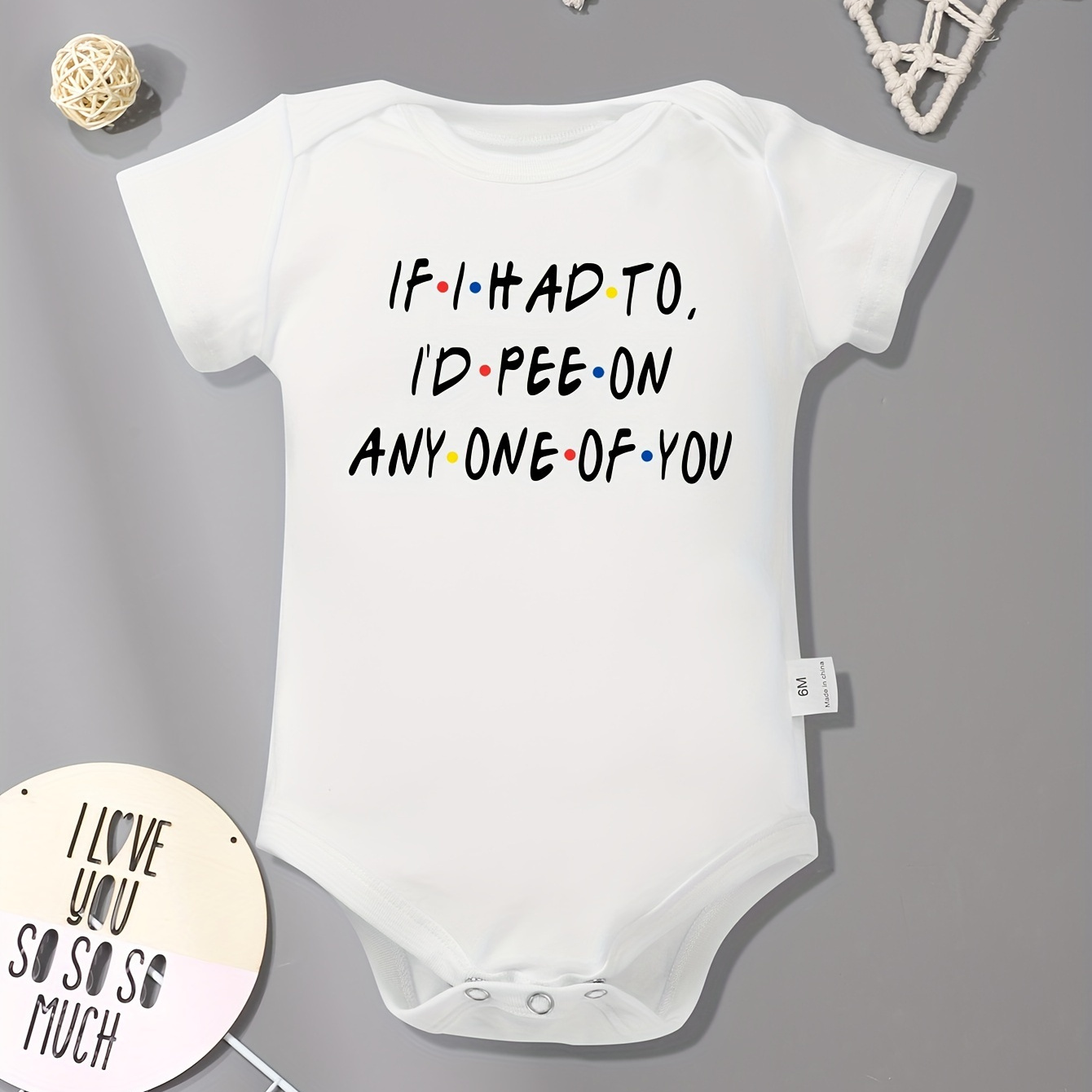 

Infant's "if I Had To" Funny Letters Print Bodysuit, Comfy Short Sleeve Onesie, Baby Boy's Clothing